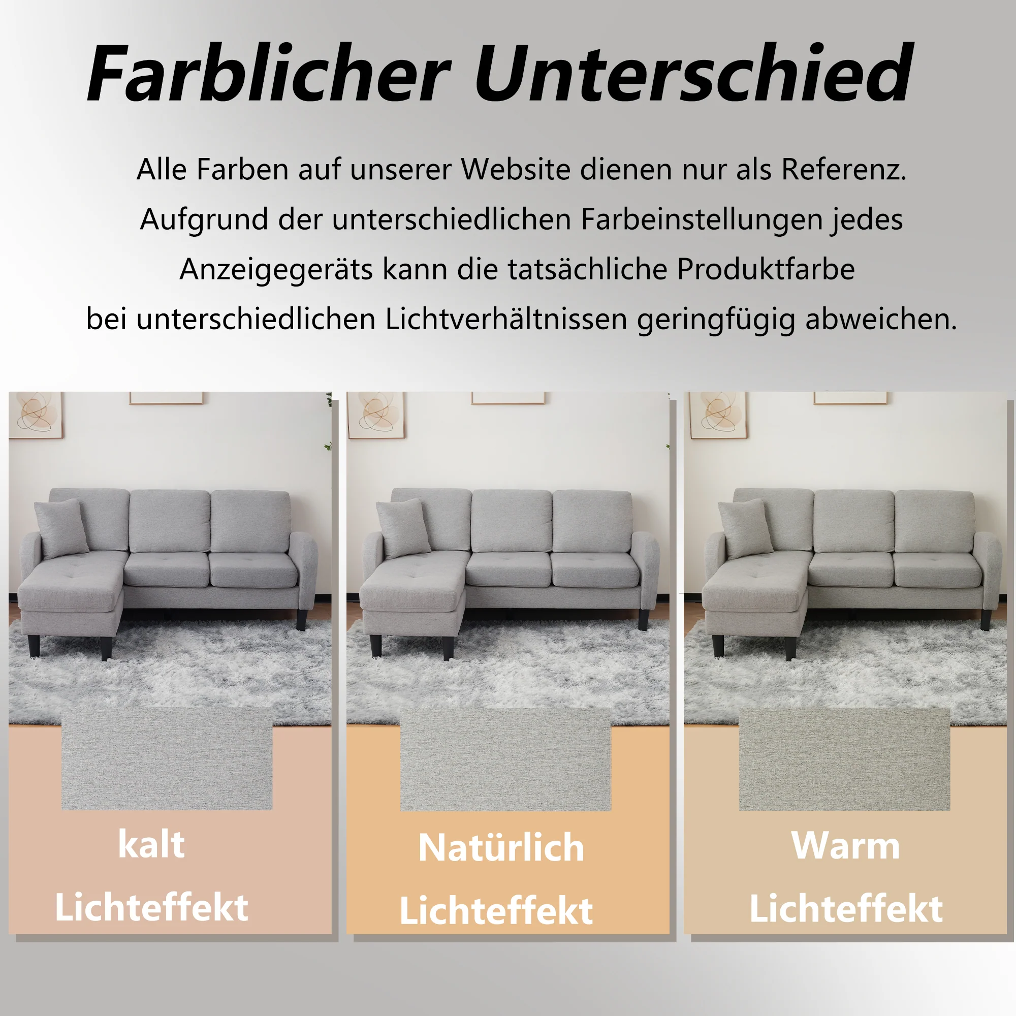 L-shaped Corner Sofa 3-Seater Chaise Longue Modular - Cotton-Linen - Image 6