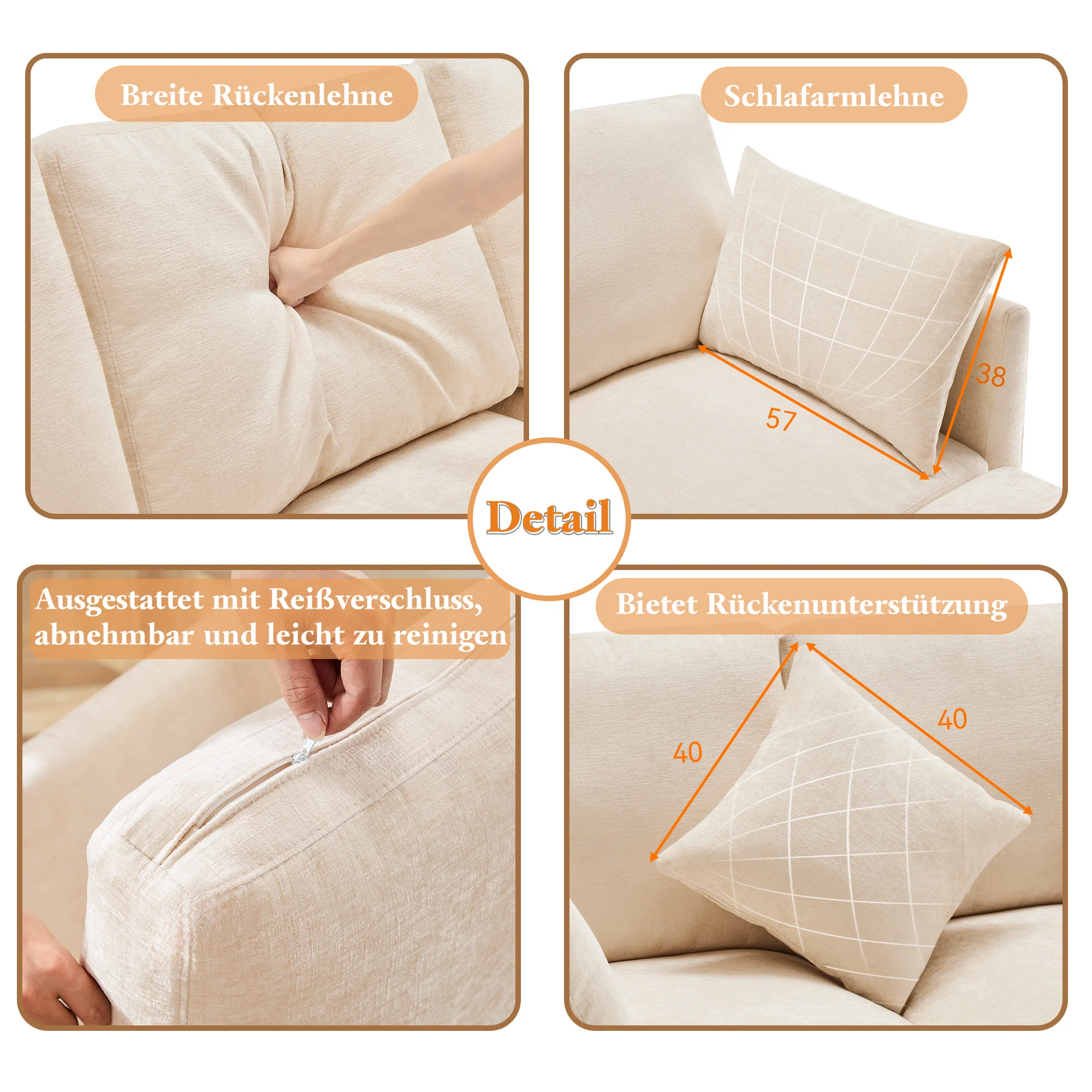 L-Shaped Corner Sofa Modern 3-Seater 4-Seater Footstool - Chenille Fabric - Image 7