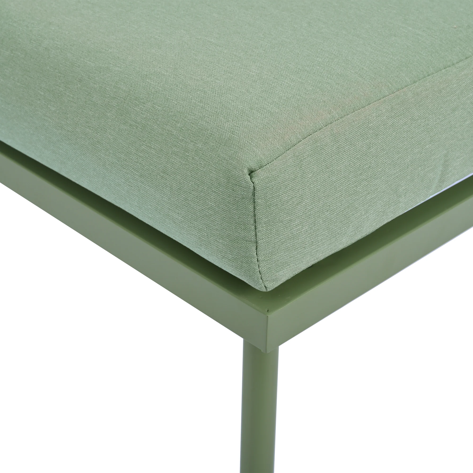 L-shaped Garden Lounge Set 3-Piece Iron Frame with Seat Cushions Green Rope - Image 8