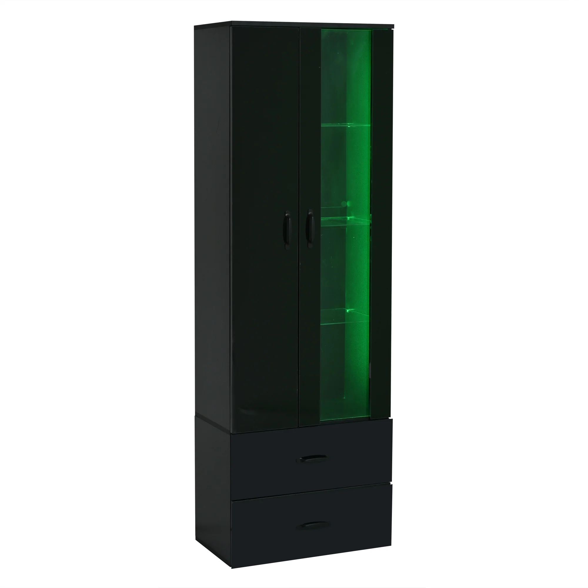 LED Display Cabinet Freestanding 2 Doors - Black - Image 9