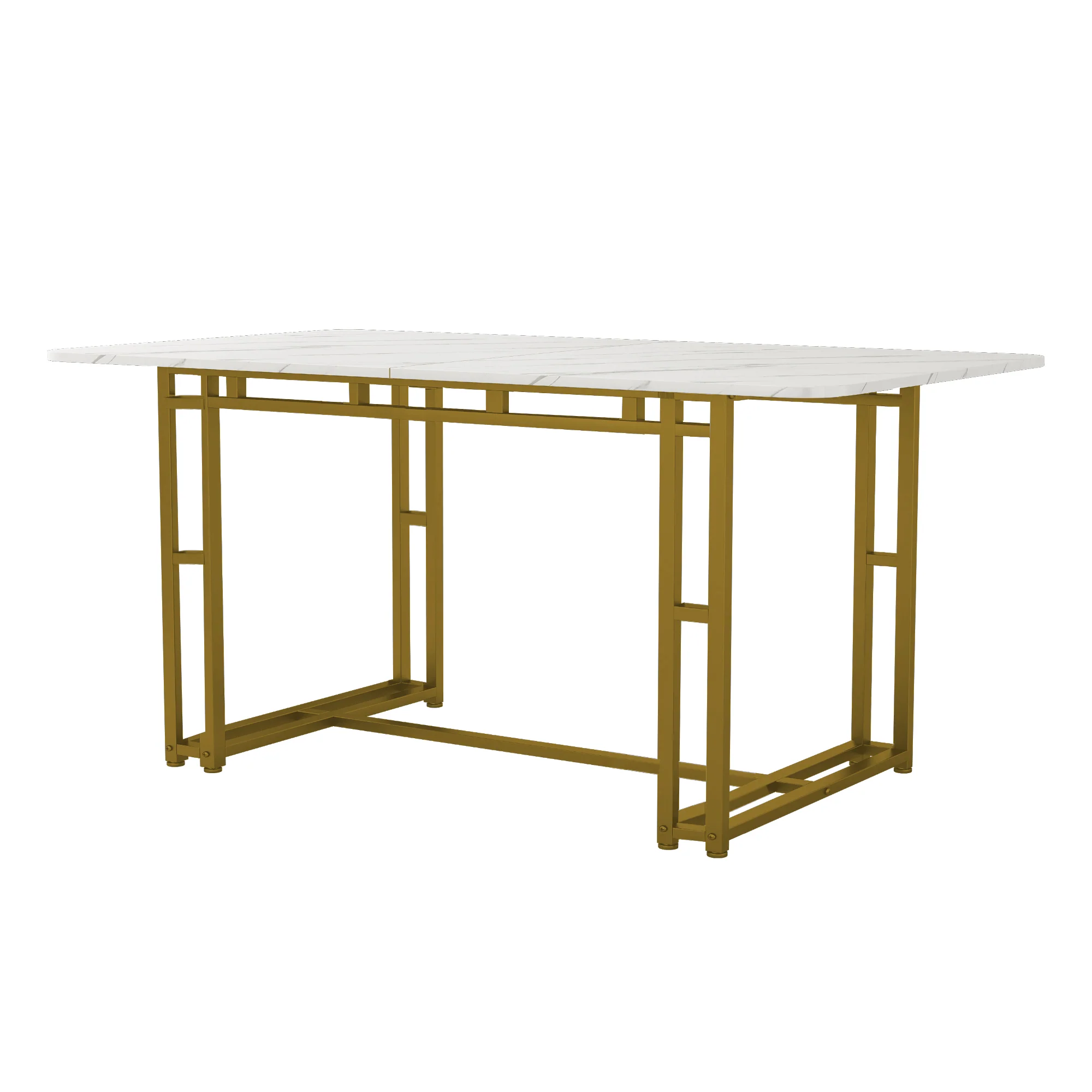 Lightweight Luxury Dining Table 120x70cm Rectangular Modern Metal Frame Golden Legs - Image 6