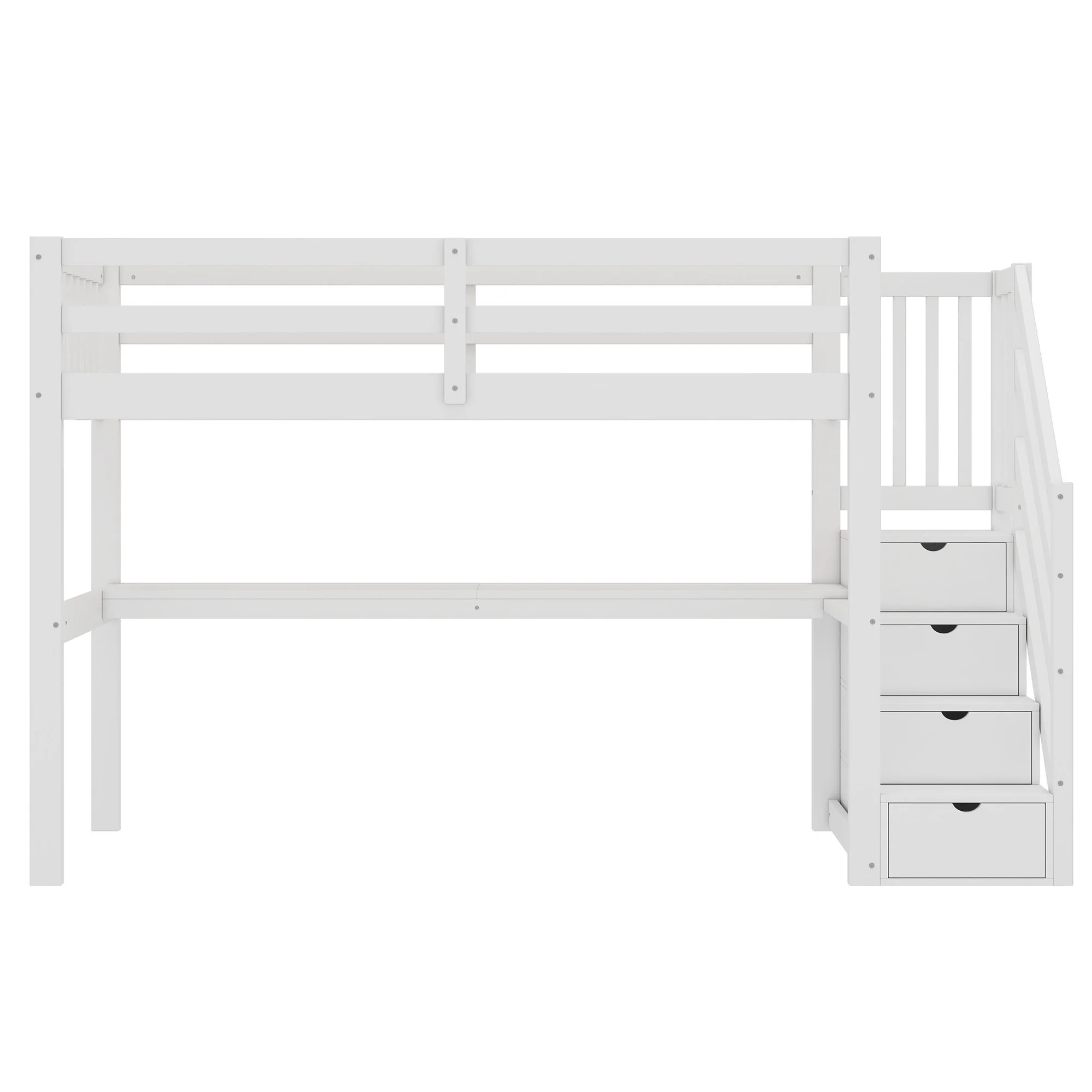 Loft Bed 90x200 Storage Drawers Under-Bed Desk - White - Image 7