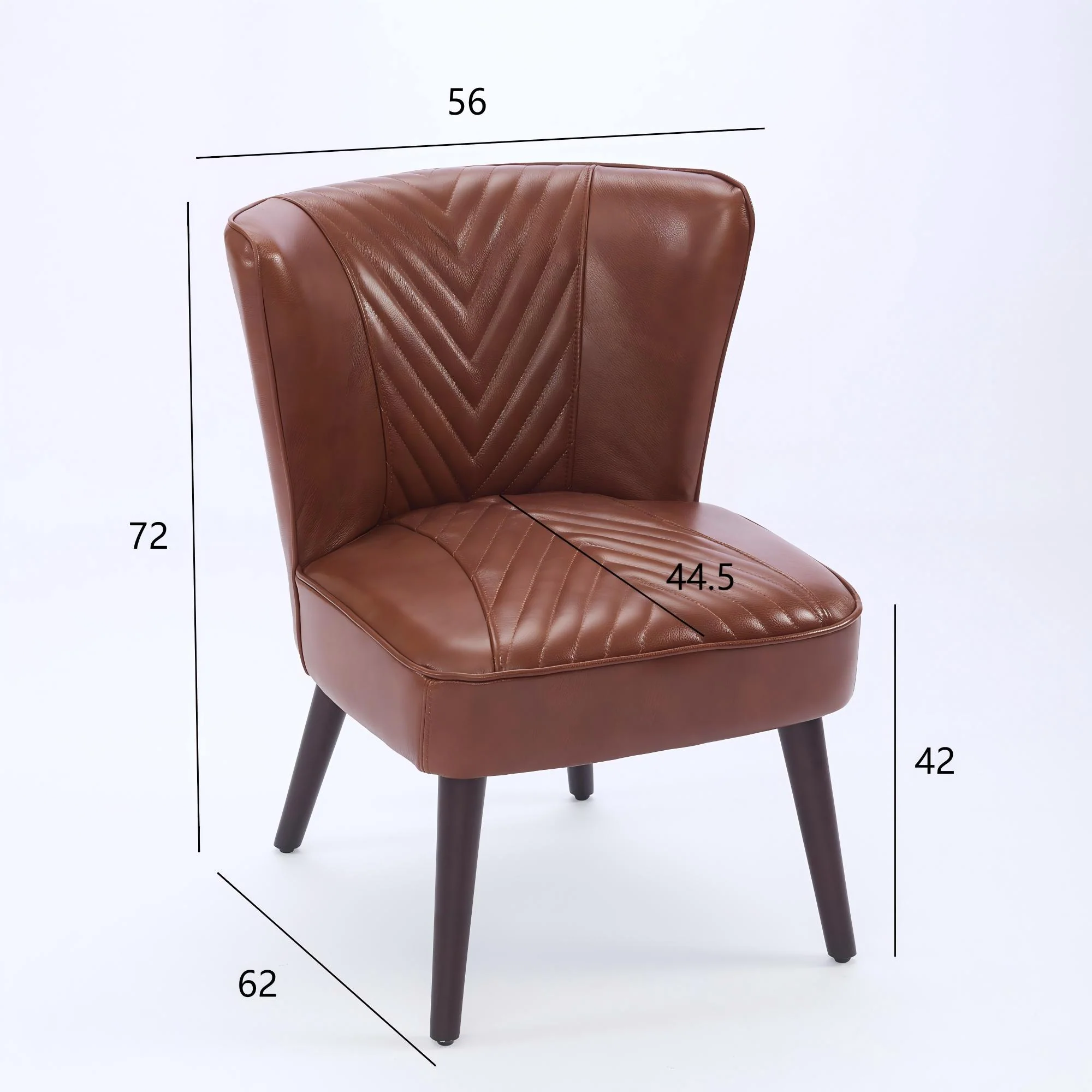Lounge Chair Armless Modern Solid Rubberwood Base - Brown Genuine Leather - Image 10