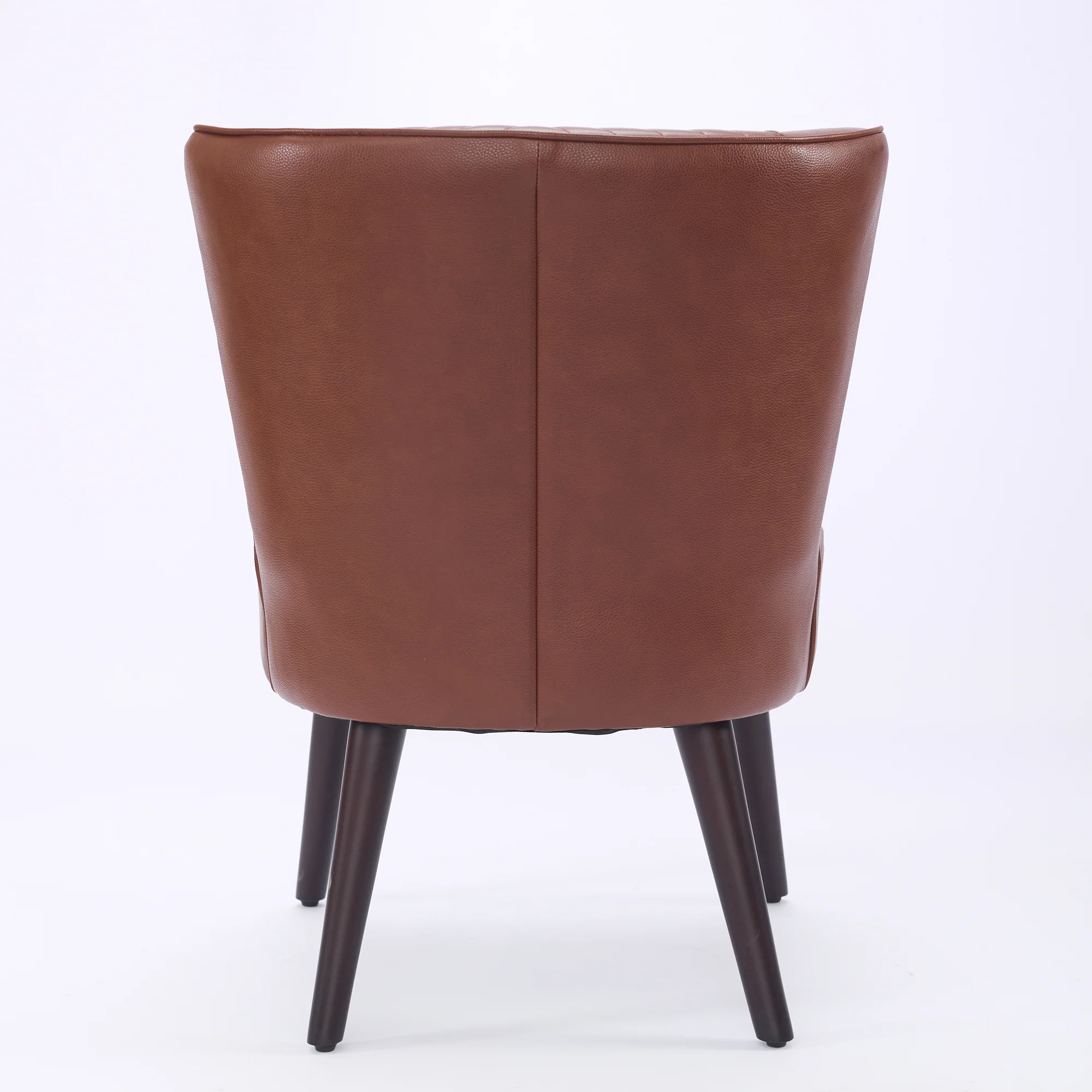 Lounge Chair Armless Modern Solid Rubberwood Base - Brown Genuine Leather - Image 6