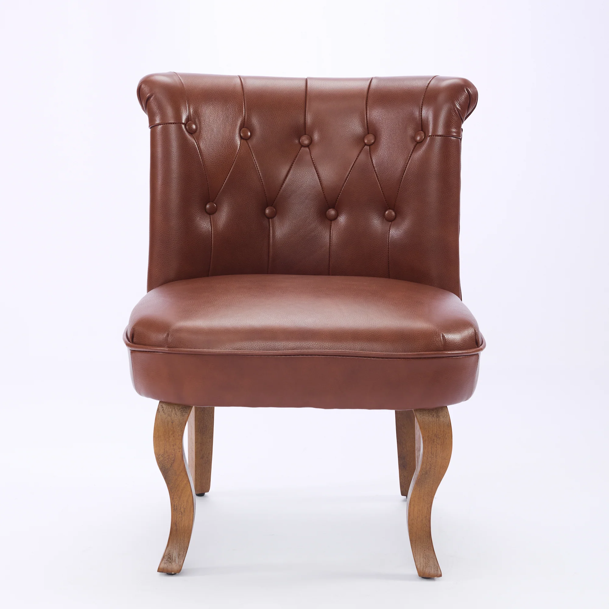 Lounge Chair Comfortable Armchair Solid Rubberwood Legs Brown Genuine Leather - Image 3