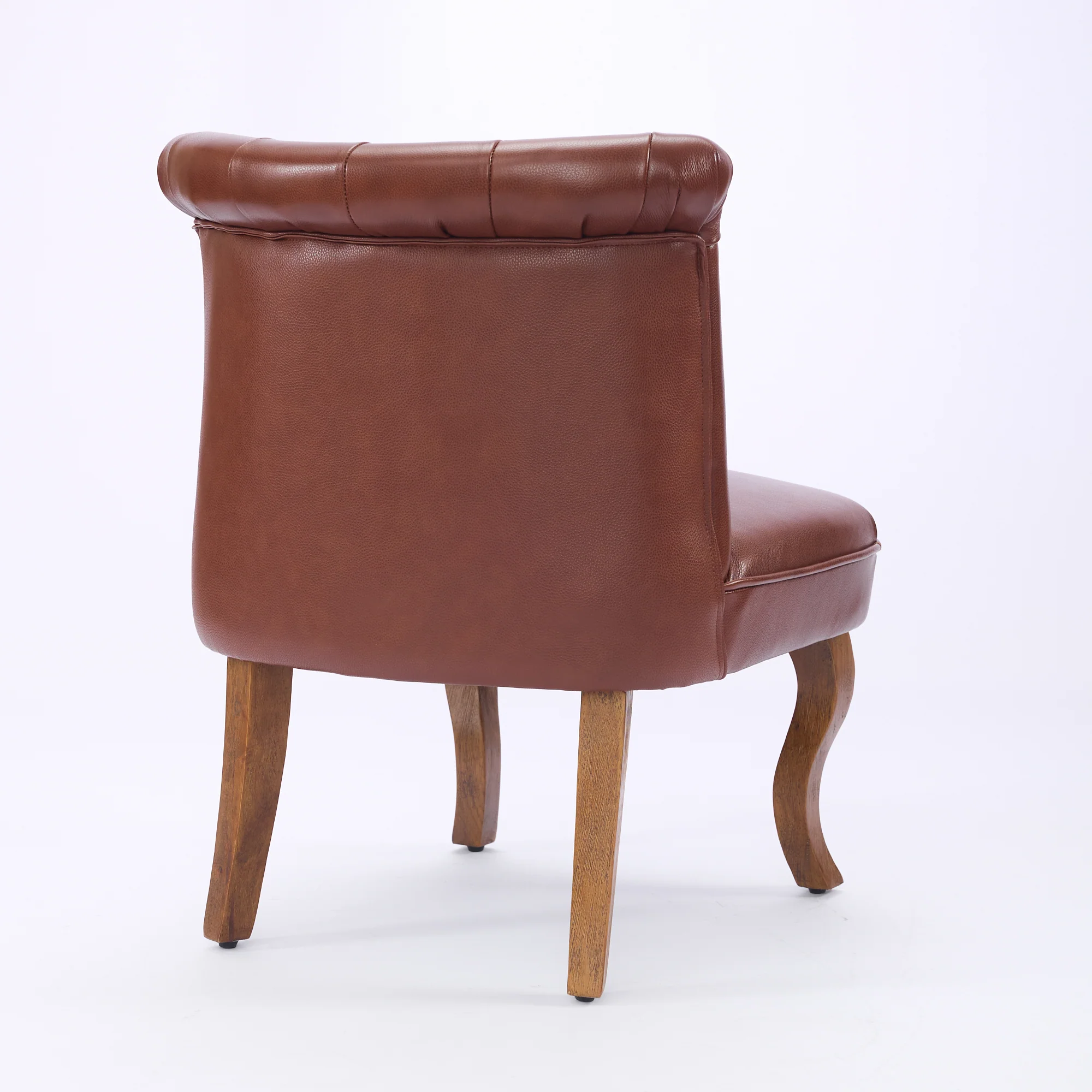 Lounge Chair Comfortable Armchair Solid Rubberwood Legs Brown Genuine Leather - Image 5