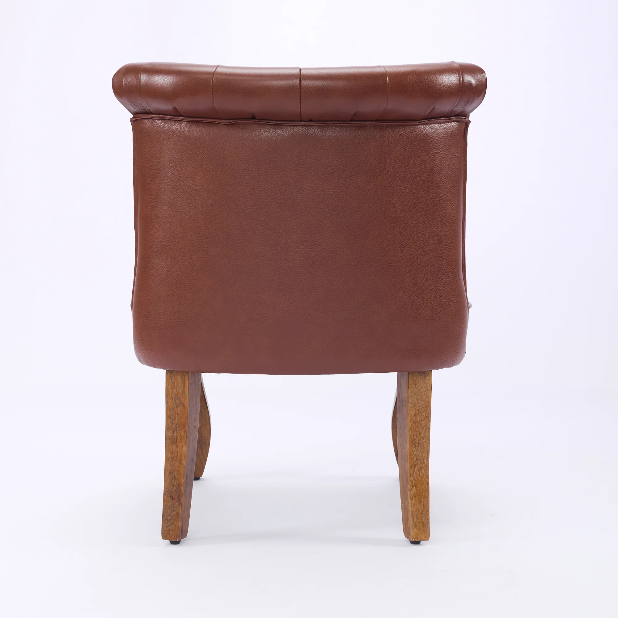 Lounge Chair Comfortable Armchair Solid Rubberwood Legs Brown Genuine Leather - Image 6