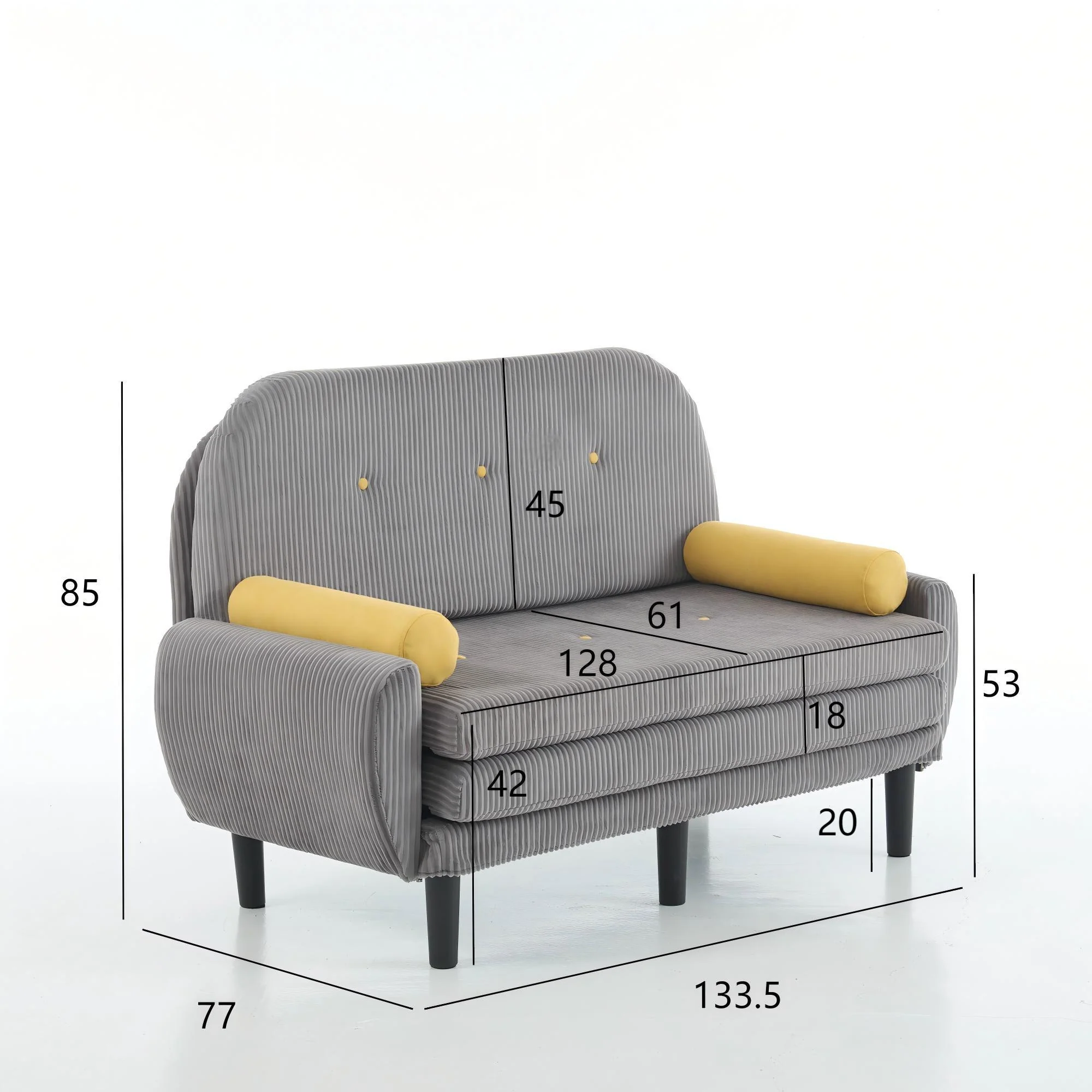 Loveseat Sofa Daybed Recliner Storage - Grey Corduroy - Image 10