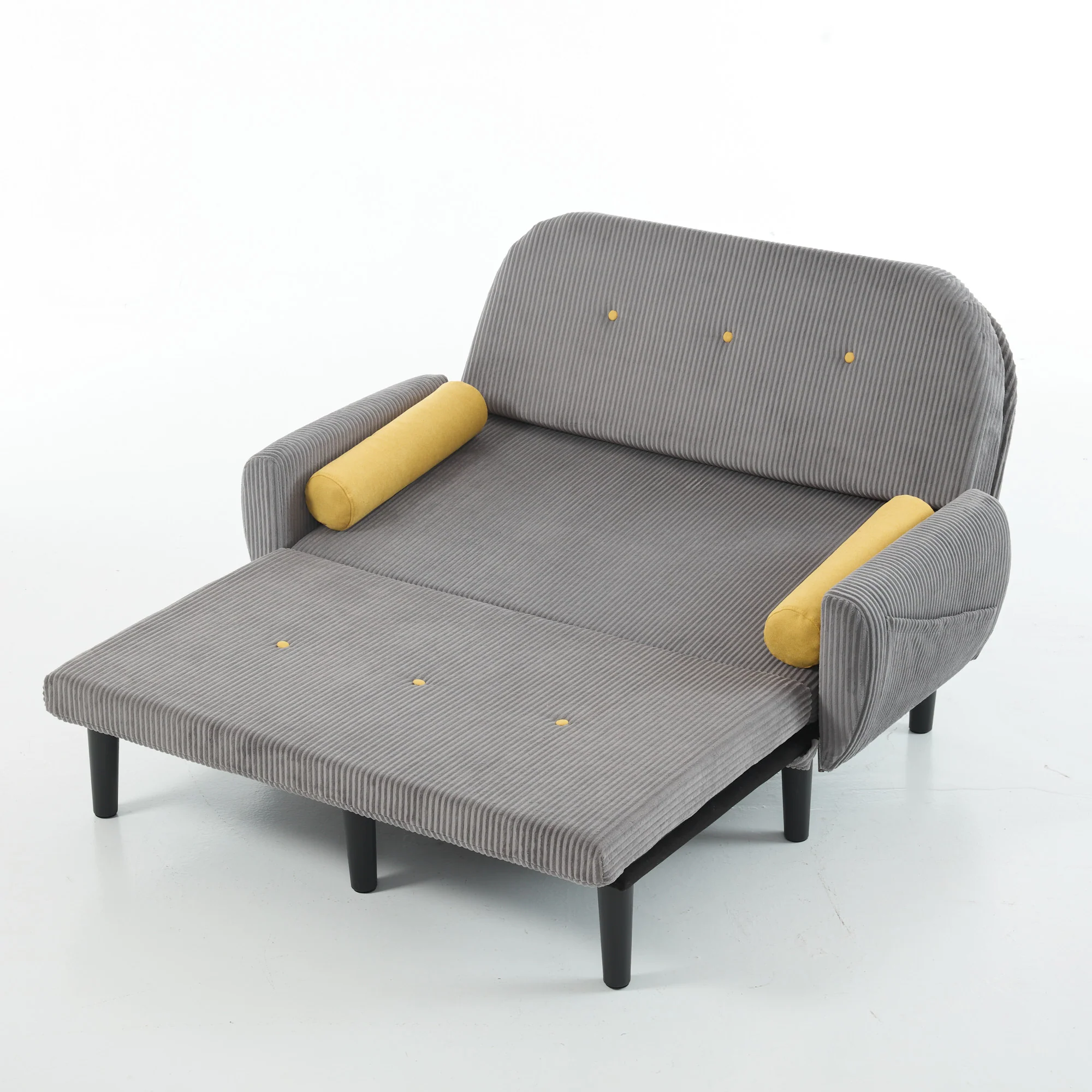 Loveseat Sofa Daybed Recliner Storage - Grey Corduroy - Image 3