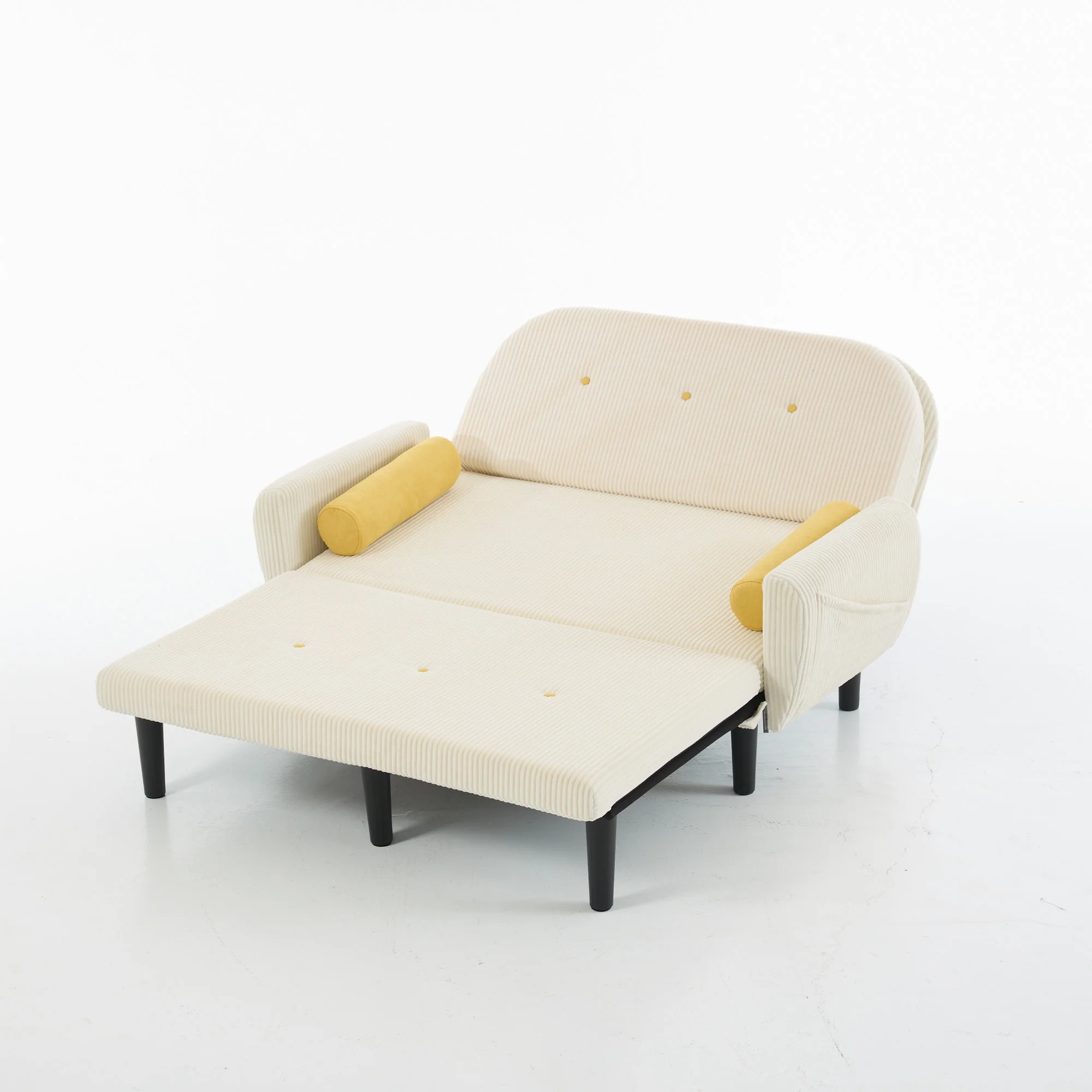 Loveseat Sofa Daybed Recliner Storage - Ivory Corduroy - Image 3