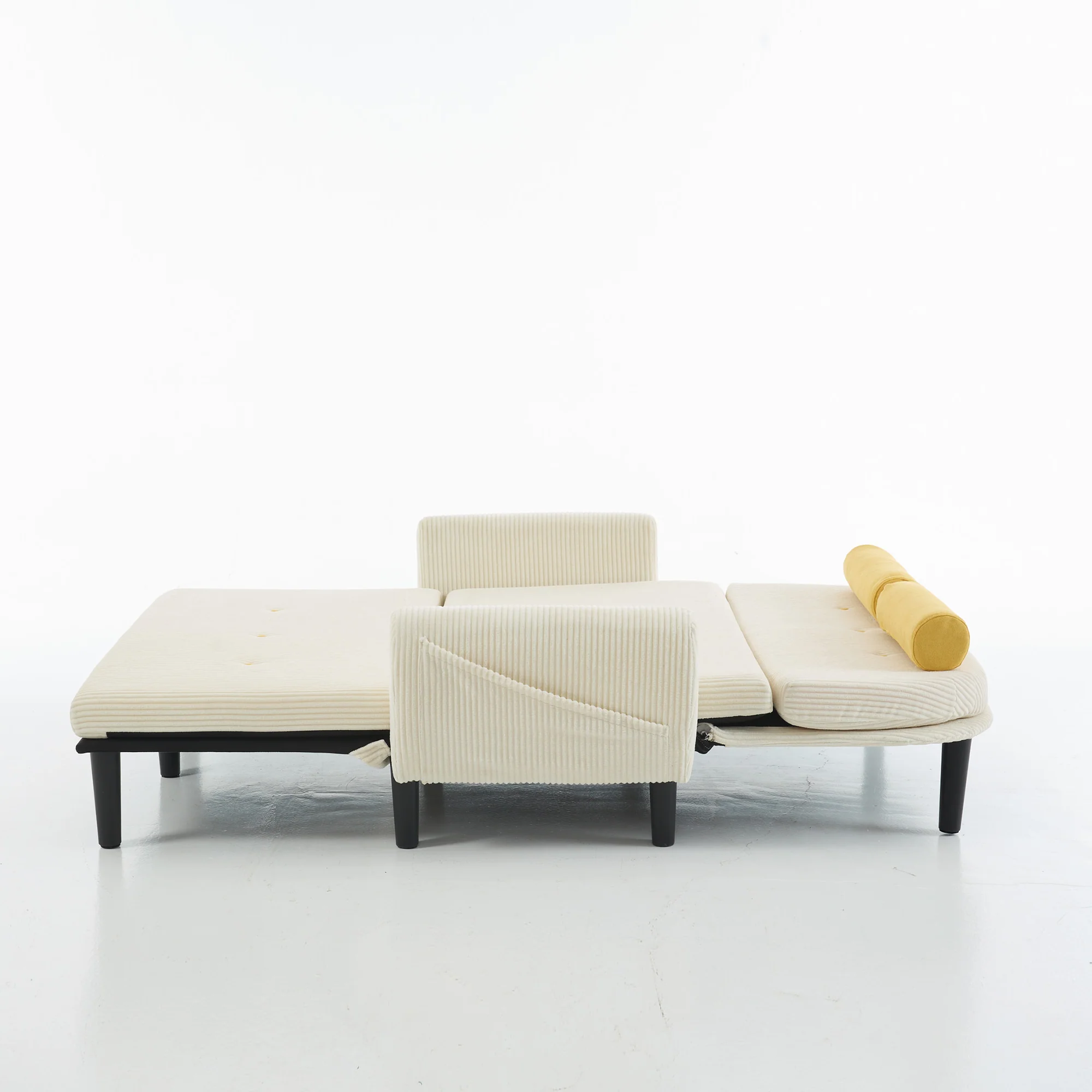 Loveseat Sofa Daybed Recliner Storage - Ivory Corduroy - Image 5