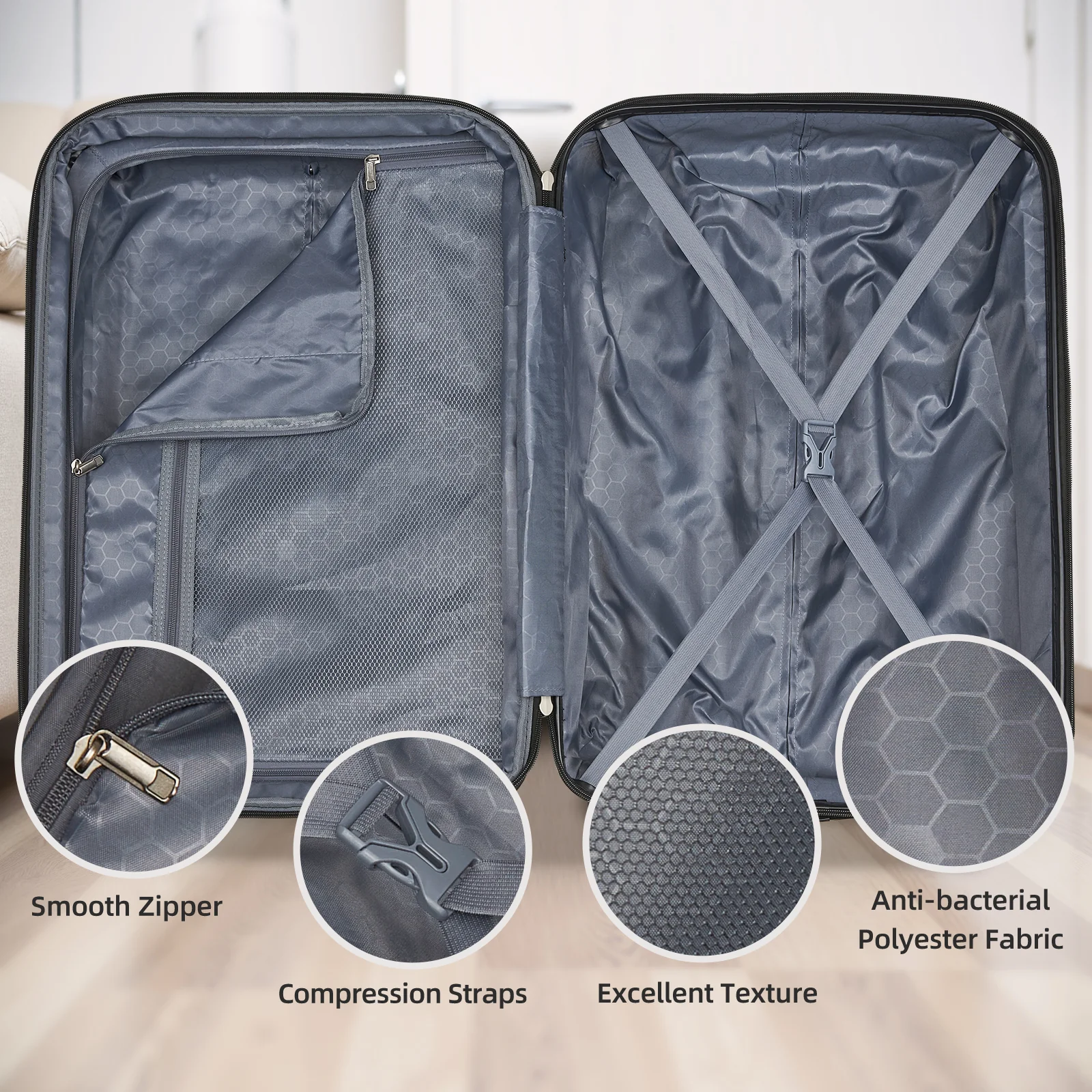 Luggage Sets 5 Piece Hardside Expandable with Spinner Wheels - Cheetah - Image 3