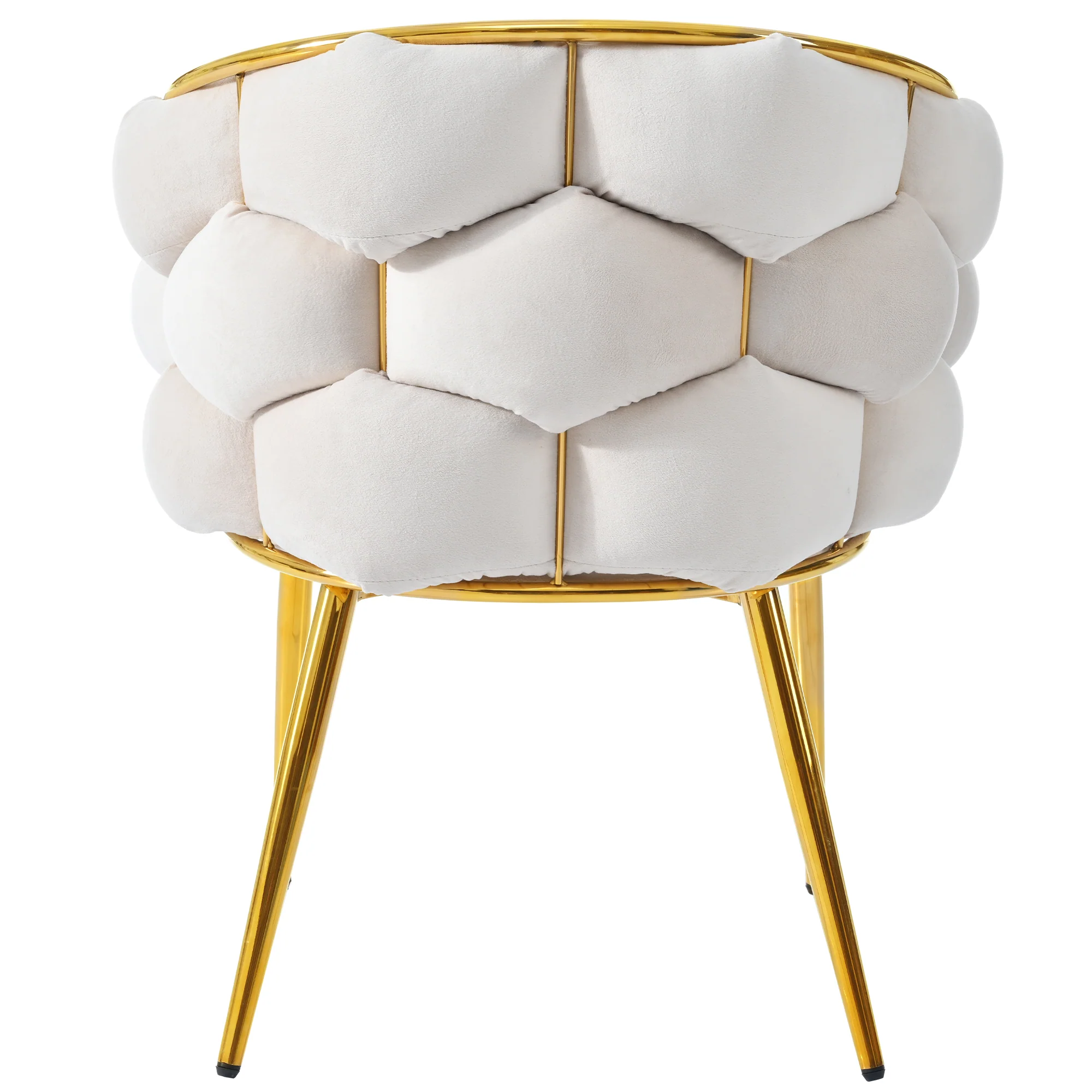 Luxurious Velvet Chairs Set of 2 Modern Ergonomic Gold-Plated Iron Legs Beige - Image 6