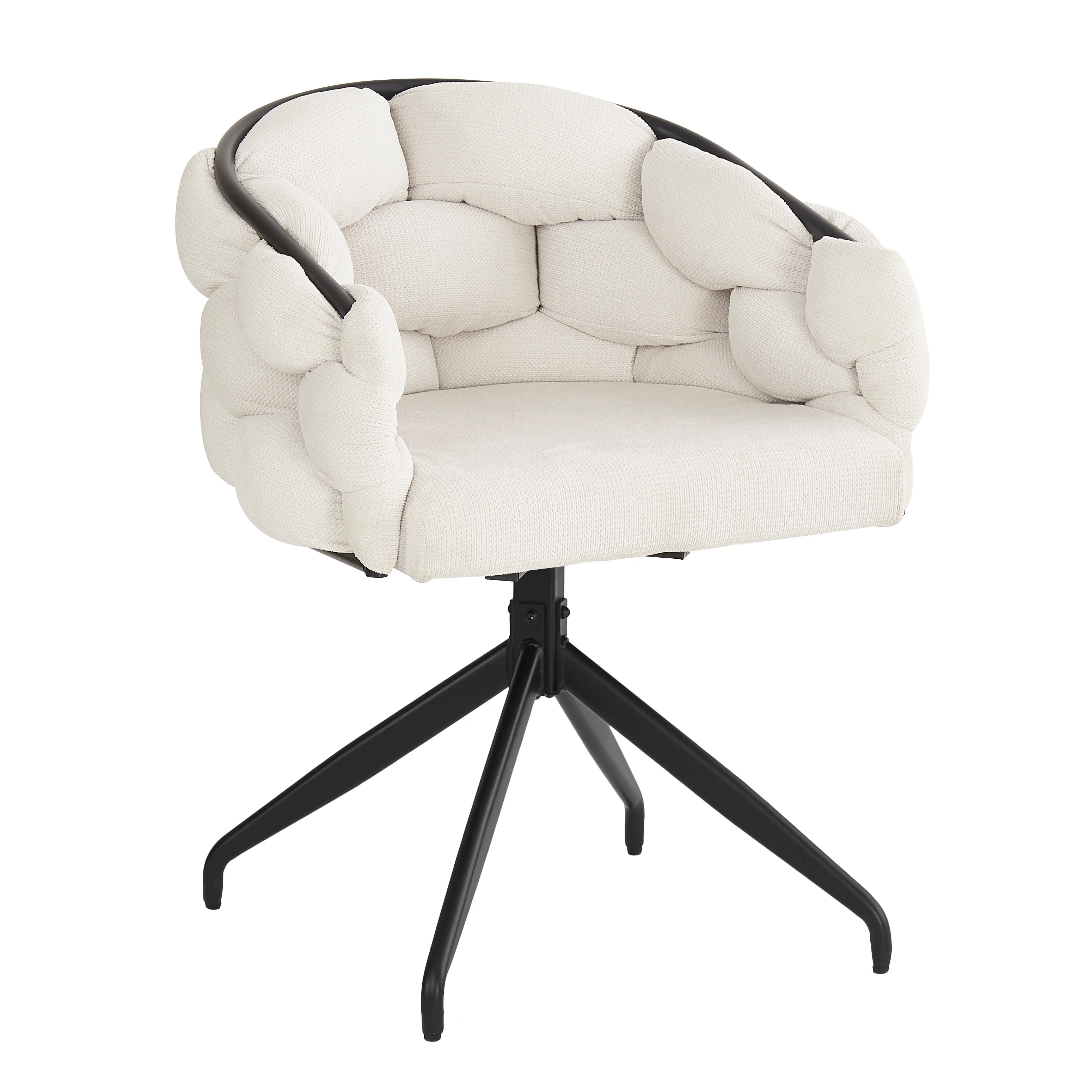 Luxury Velvet Chairs Set of 6 Swivel Ergonomic - Beige - Image 6