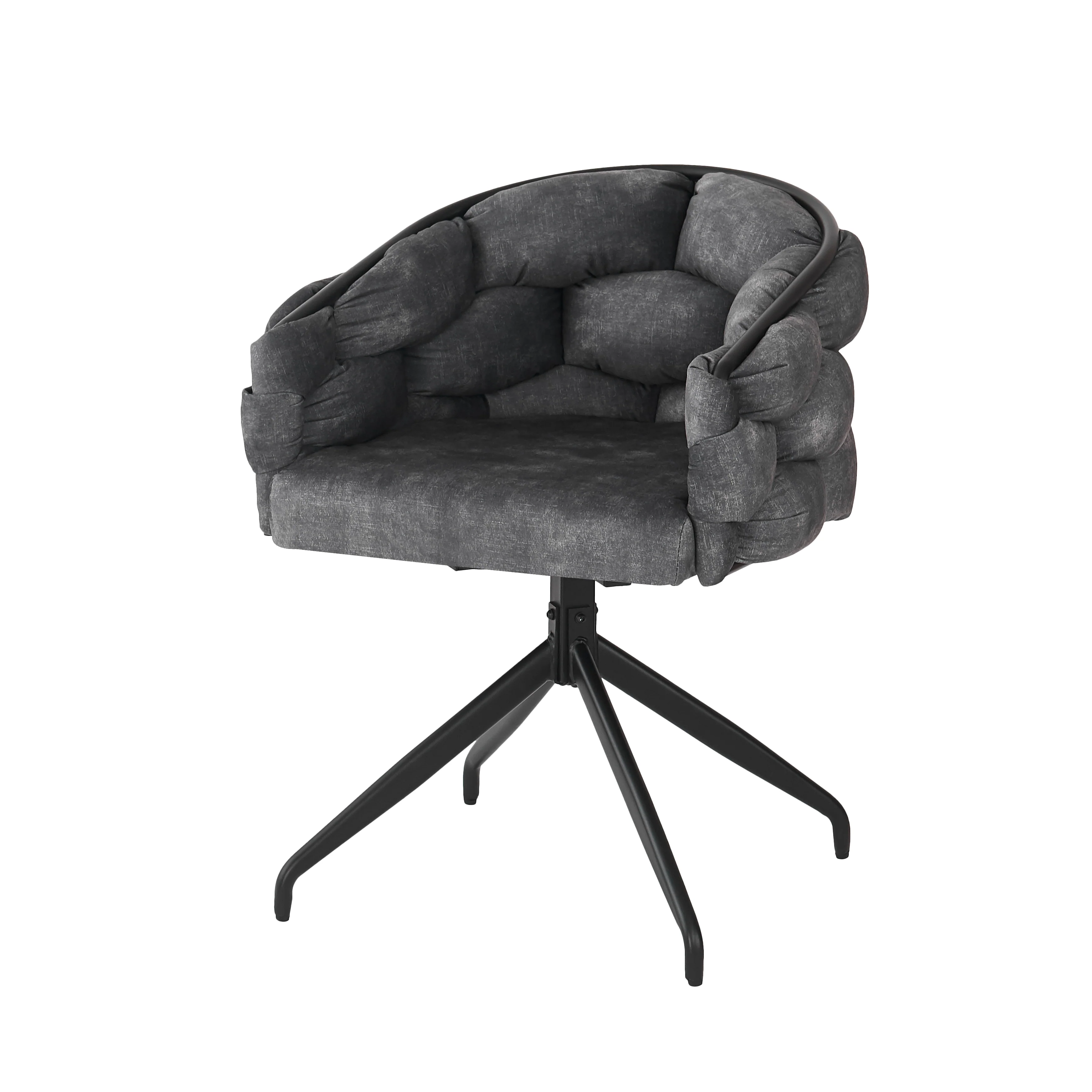 Luxury Velvet Swivel Chairs Set of 2 360° Ergonomic - Grey - Image 7