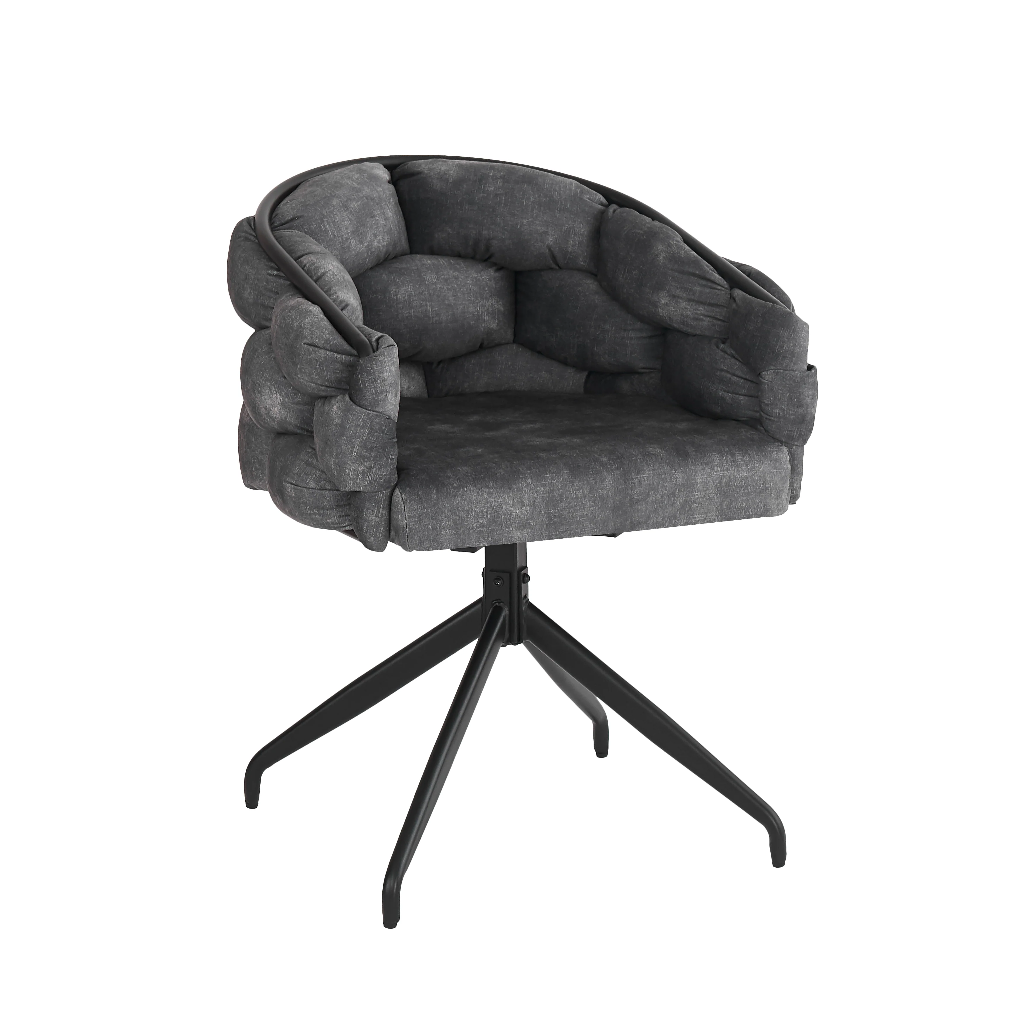 Luxury Velvet Swivel Chairs (Set of 6) 360° Rotatable Ergonomic - Grey - Image 4