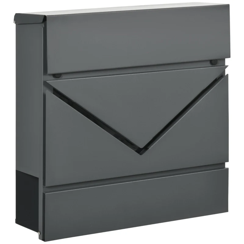 Mailbox with lid, 2 drainage holes, lock, steel grey - Image 8