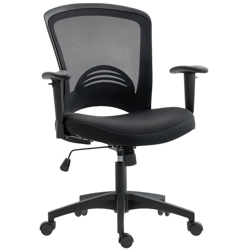 Mesh Office Chair Adjustable Mesh Back Tilt Casters - Black - Image 6
