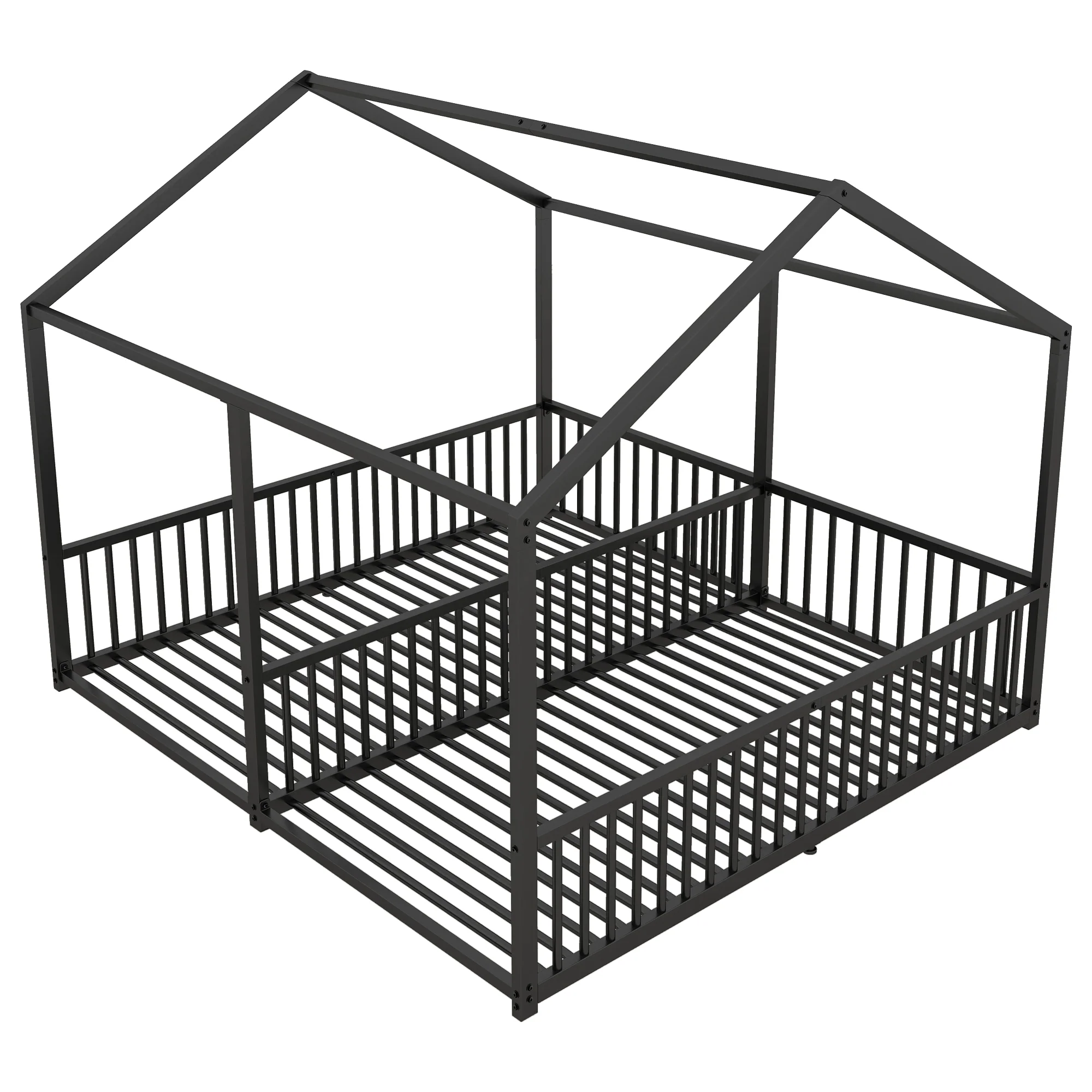 Metal Bed 90x200cm House Design Ladder - Black Iron Frame - Image 10