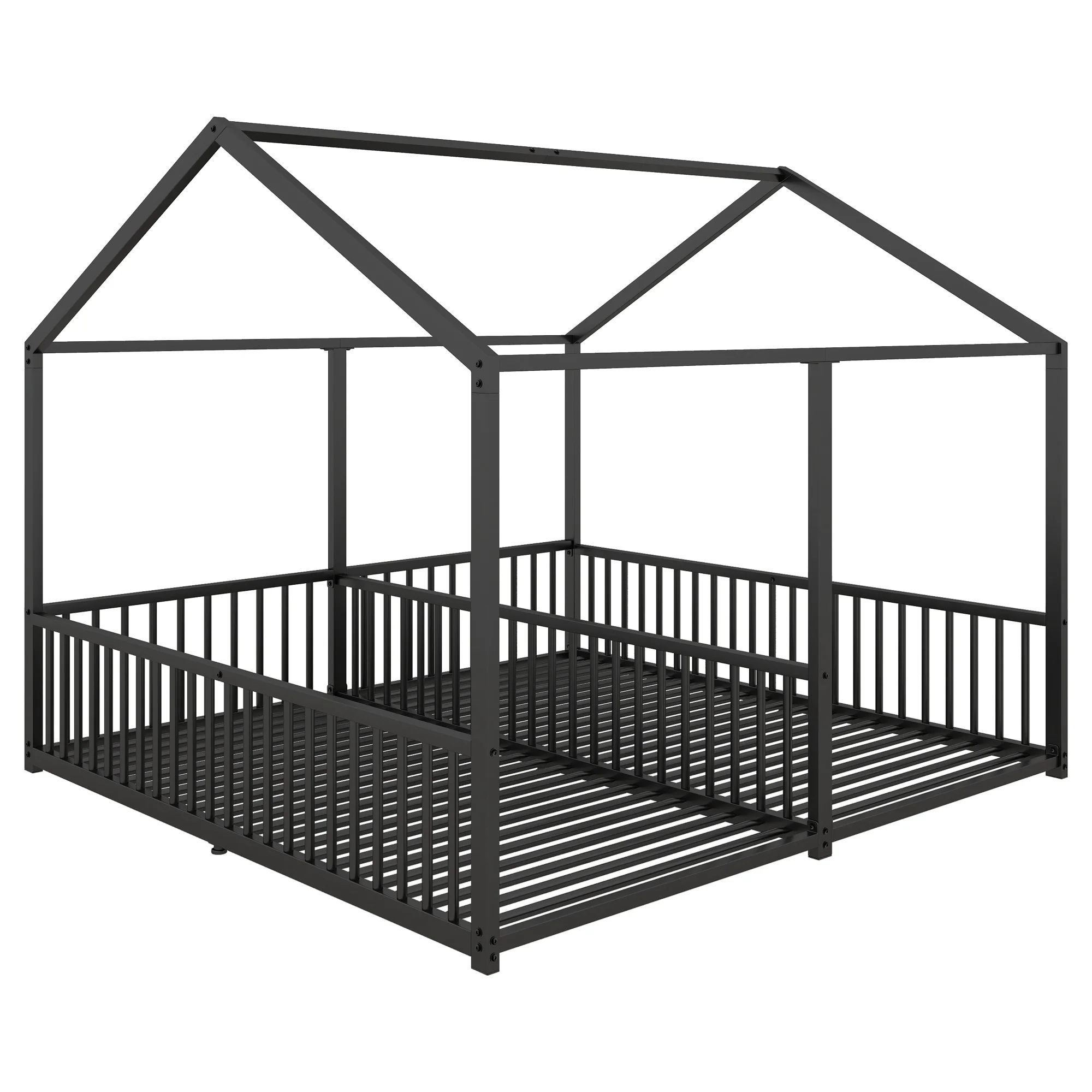 Metal Bed 90x200cm House Design Ladder - Black Iron Frame - Image 8