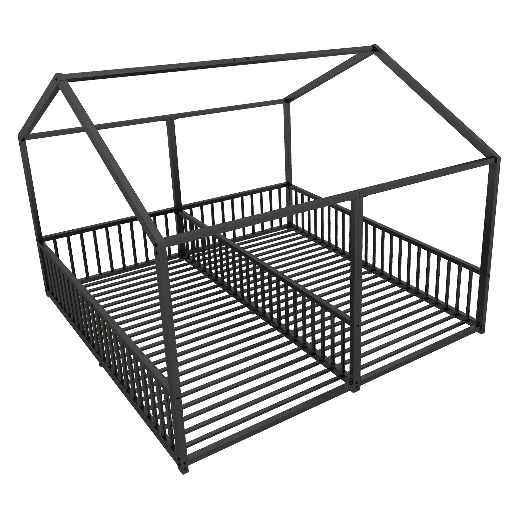 Metal Bed 90x200cm House Design Ladder - Black Iron Frame - Image 9