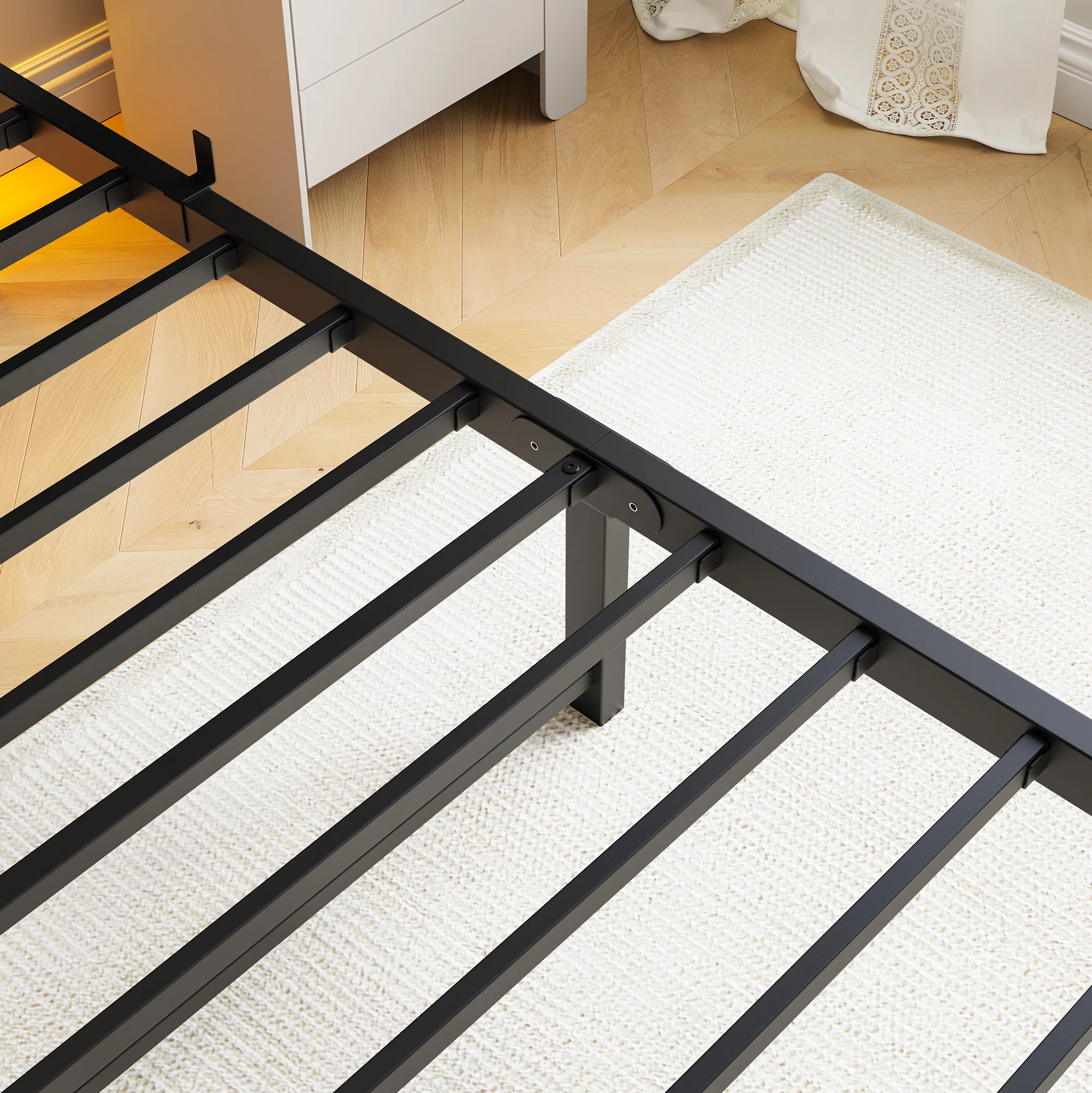Metal Bed Frame 90x200 with LED Light USB Charging & Under-Bed Storage - Image 10