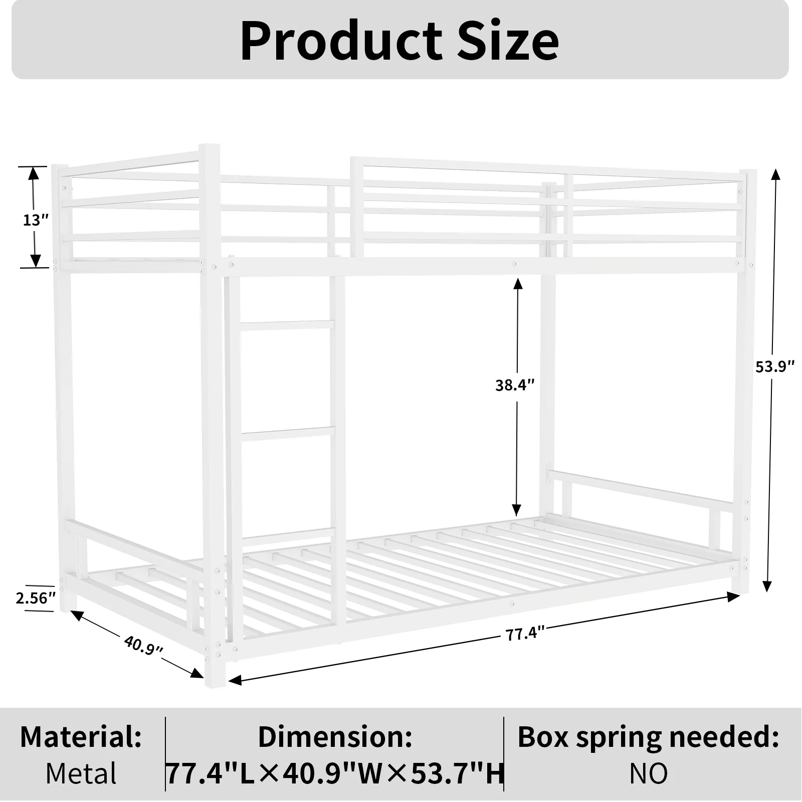 Metal Bunk Bed Twin Over Twin Sturdy Safety Railing - Metal - Image 3