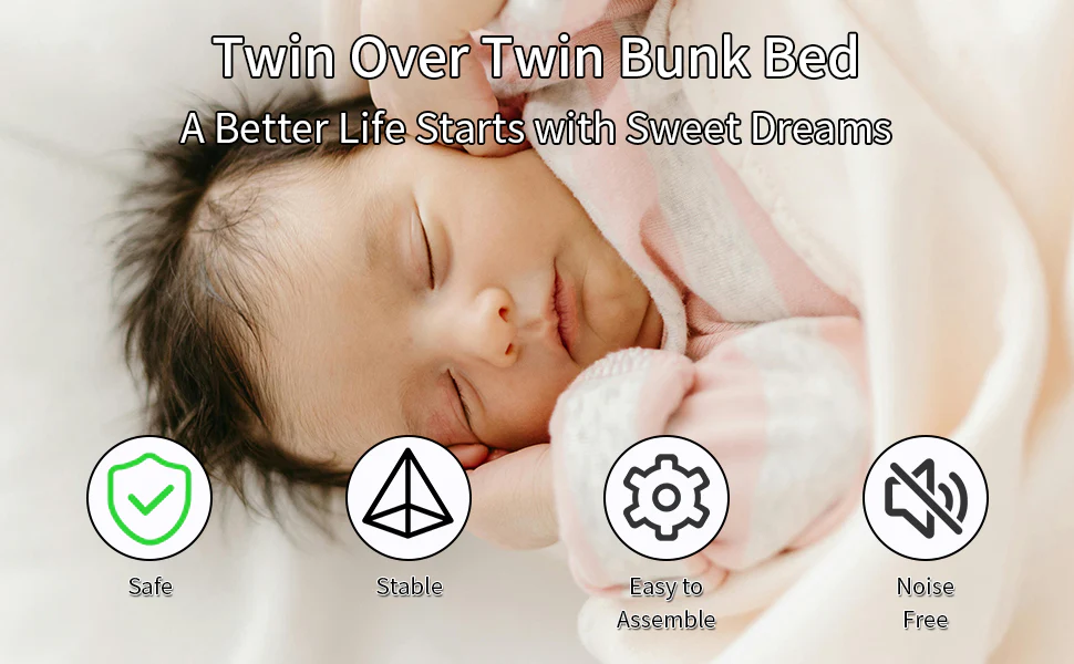 Metal Bunk Bed Twin Over Twin Sturdy Safety Railing - Metal - Image 4