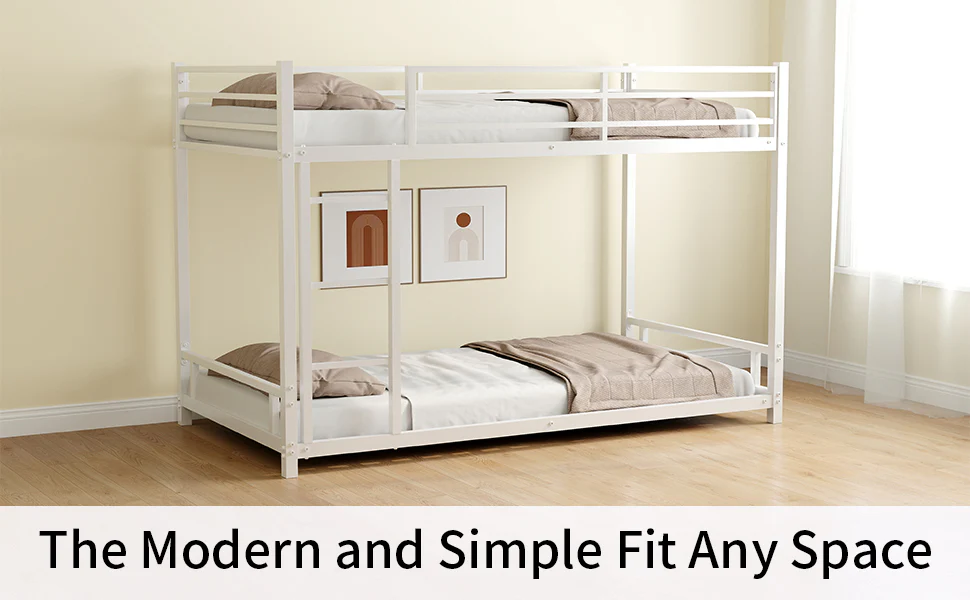 Metal Bunk Bed Twin Over Twin Sturdy Safety Railing - Metal - Image 5