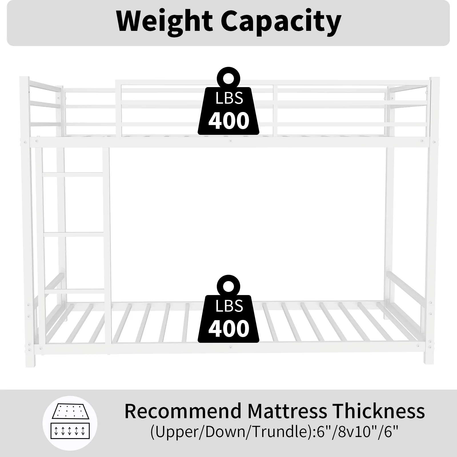Metal Bunk Bed Twin Over Twin Sturdy Safety Railing - Metal - Image 8