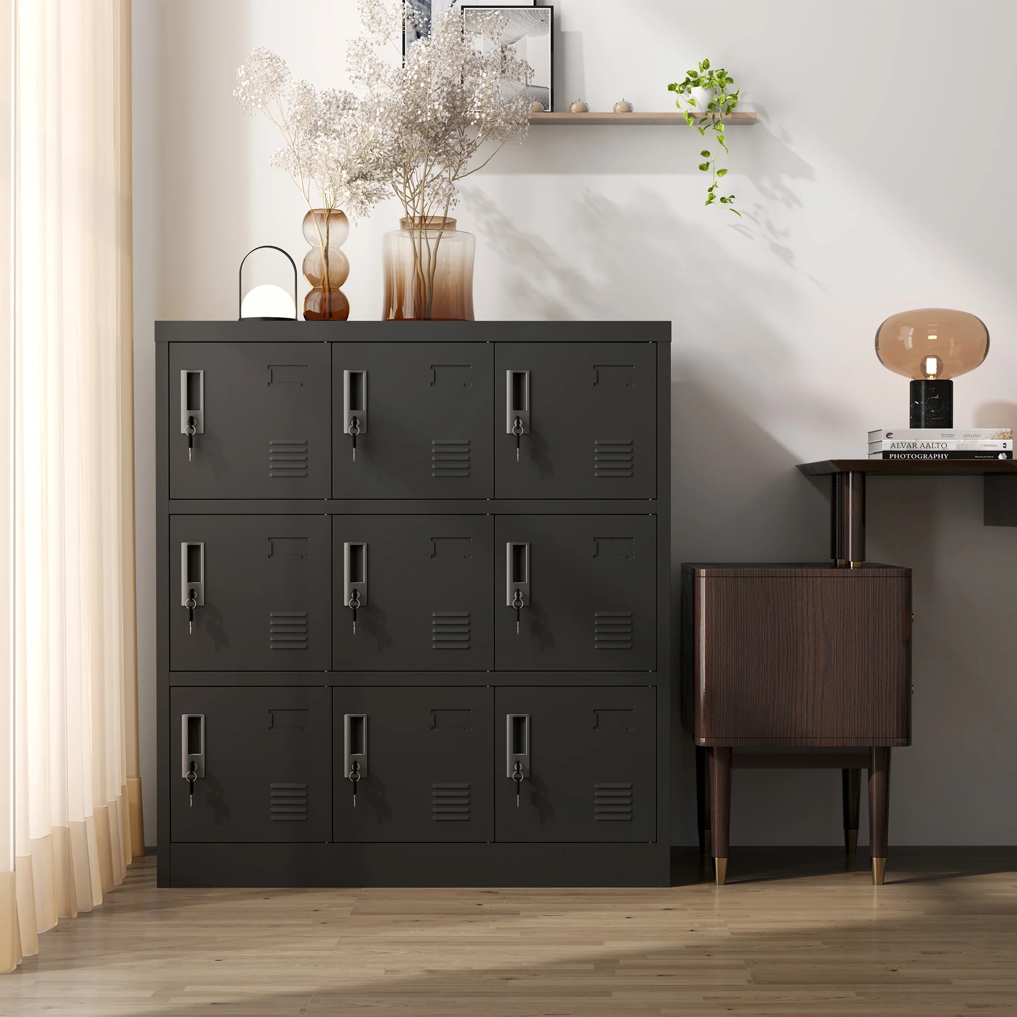 Metal Cabinets 9-Door Secure Storage Card Slot 100x90x40cm - Black - Image 7