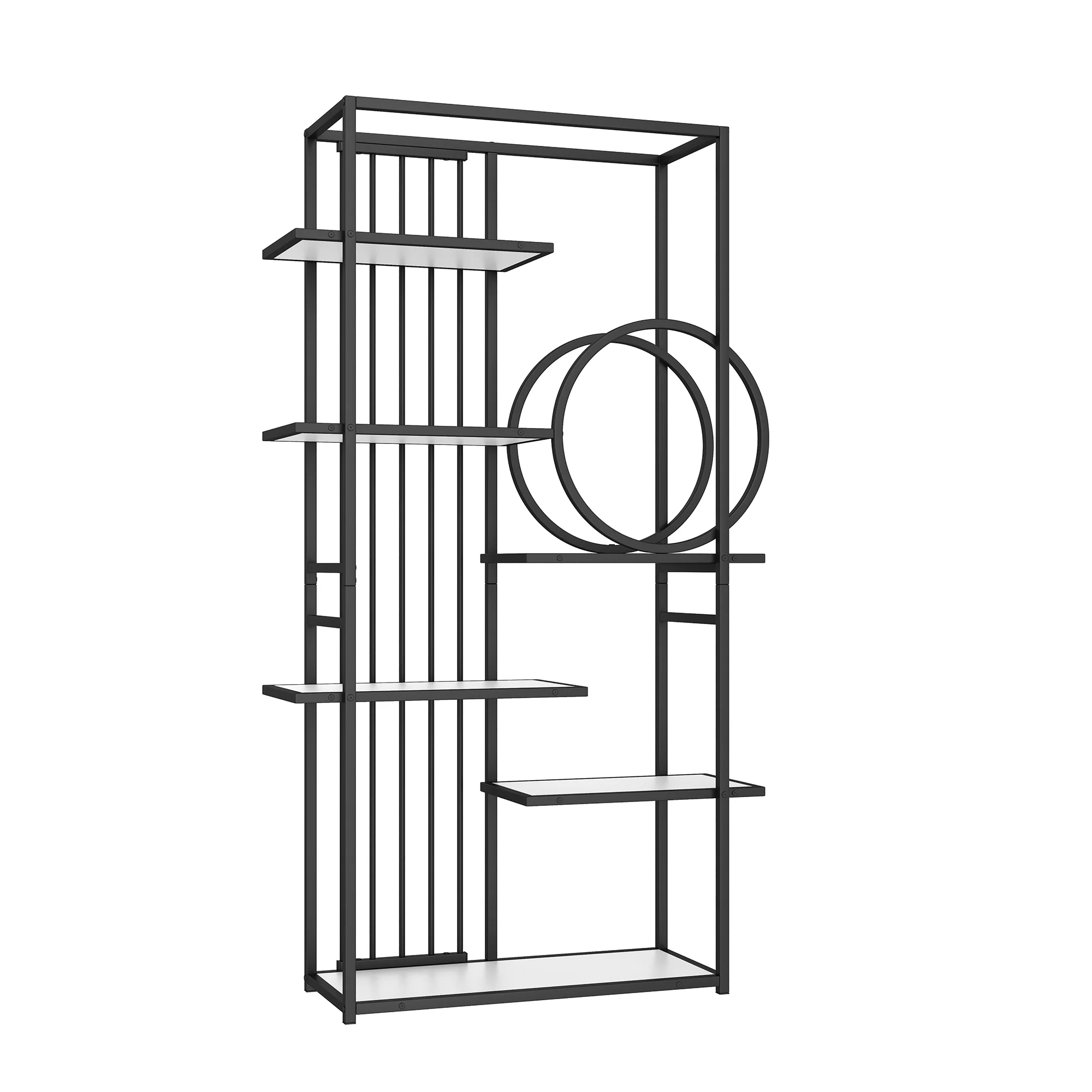 Metal Shelf 100x30x180cm Multi-Tier Modern Style - White/Black - Image 10