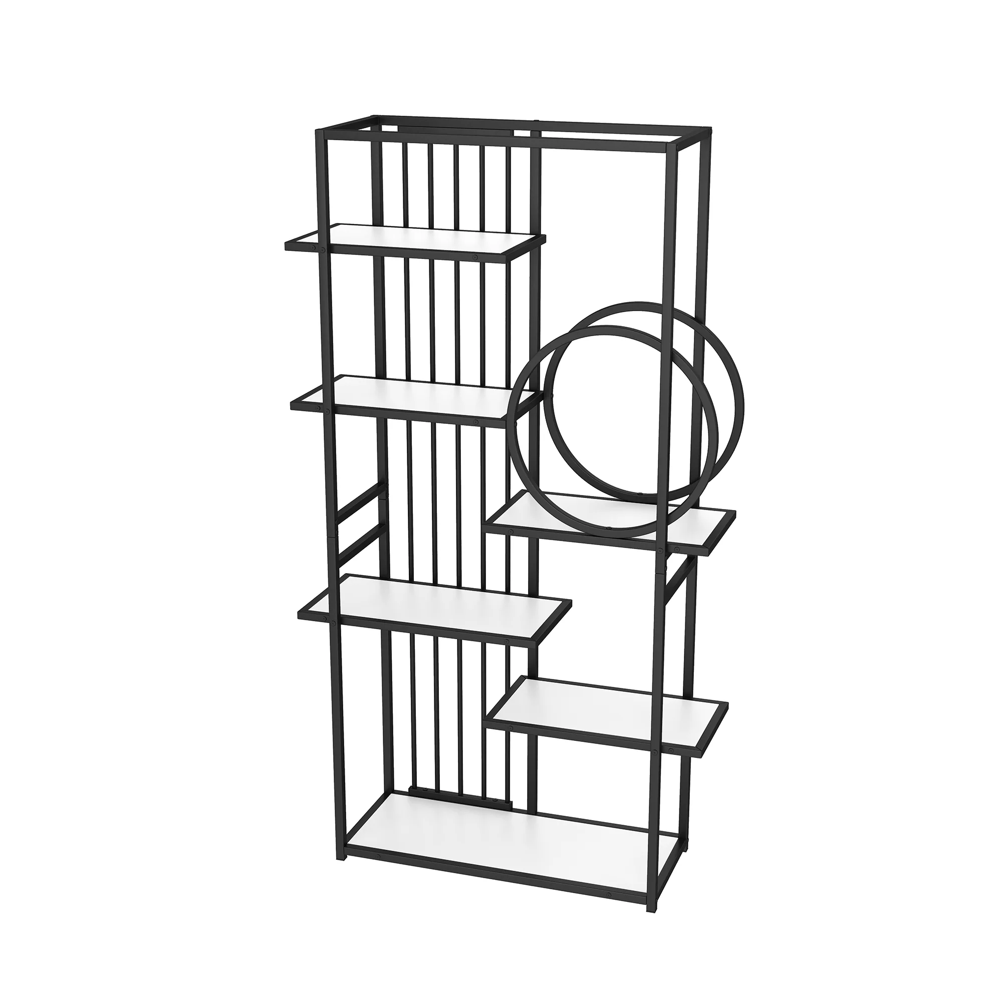 Metal Shelf 100x30x180cm Multi-Tier Modern Style - White/Black - Image 9