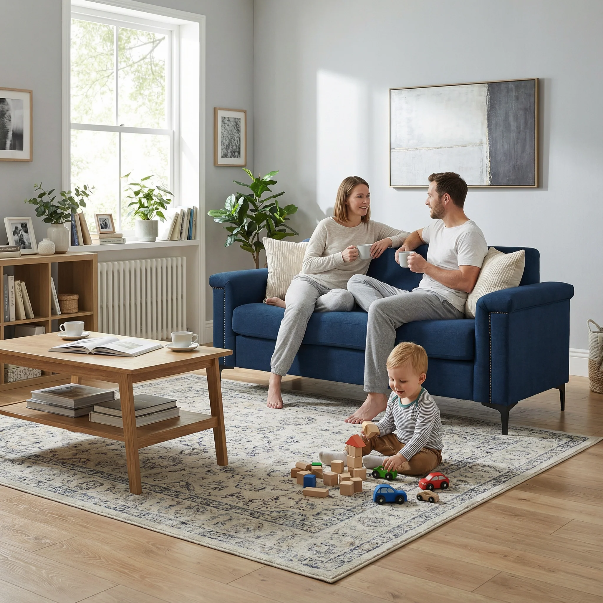 Minimalist 2-seater Sofa Nordic Style Iron Legs - Linen Fabric