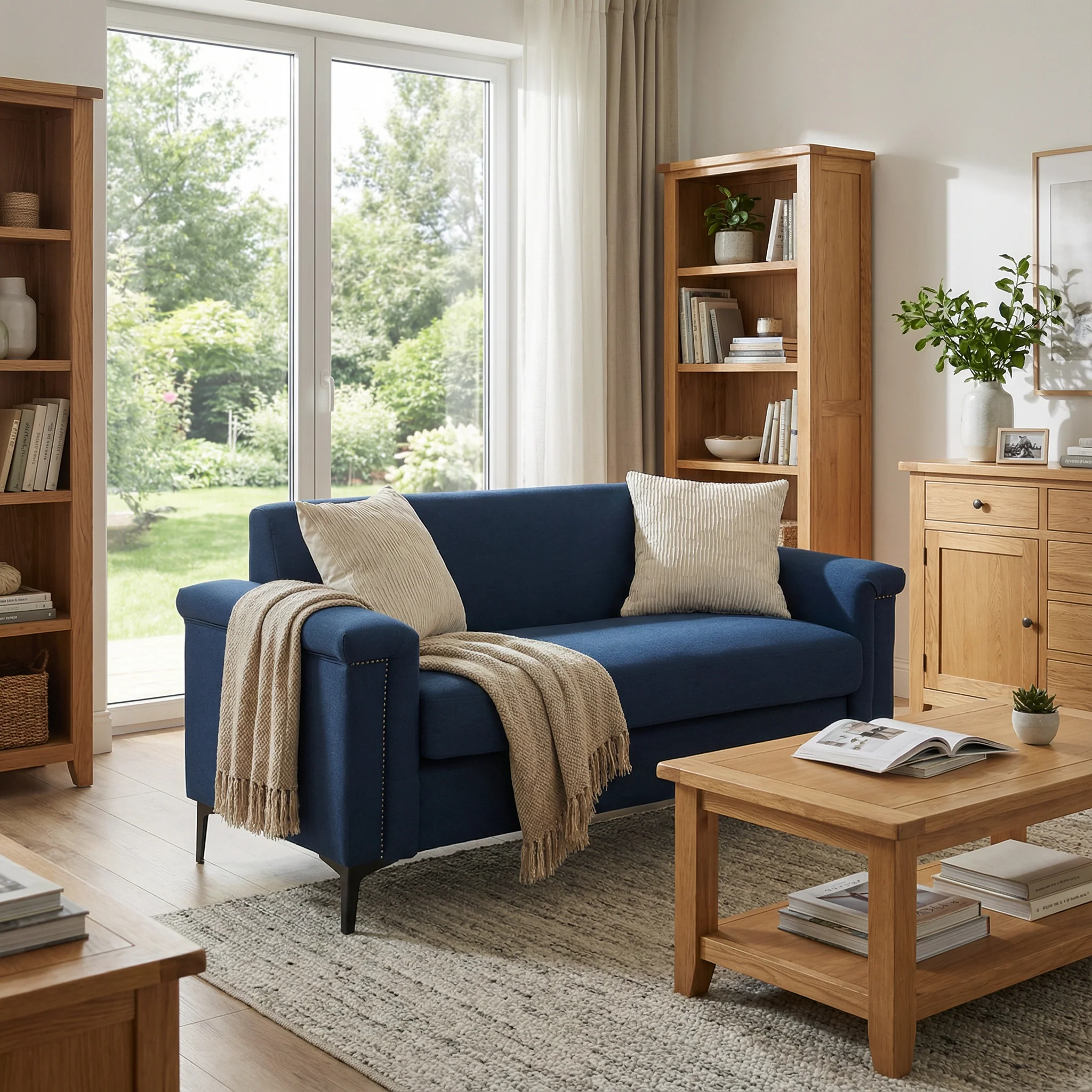 Minimalist 2-seater Sofa Nordic Style Iron Legs - Linen Fabric - Image 4