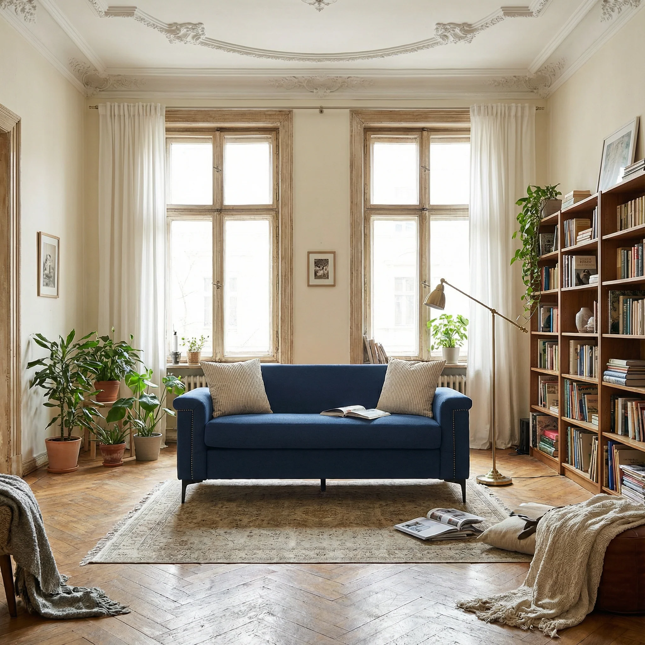 Minimalist 2-seater Sofa Nordic Style Iron Legs - Linen Fabric - Image 5