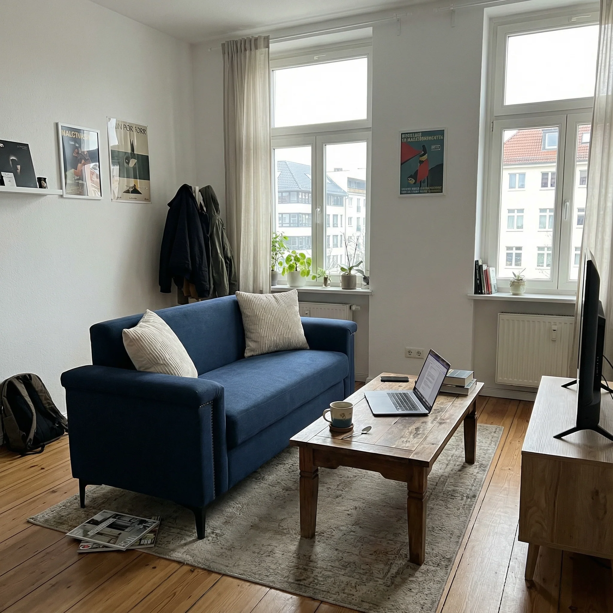 Minimalist 2-seater Sofa Nordic Style Iron Legs - Linen Fabric - Image 6