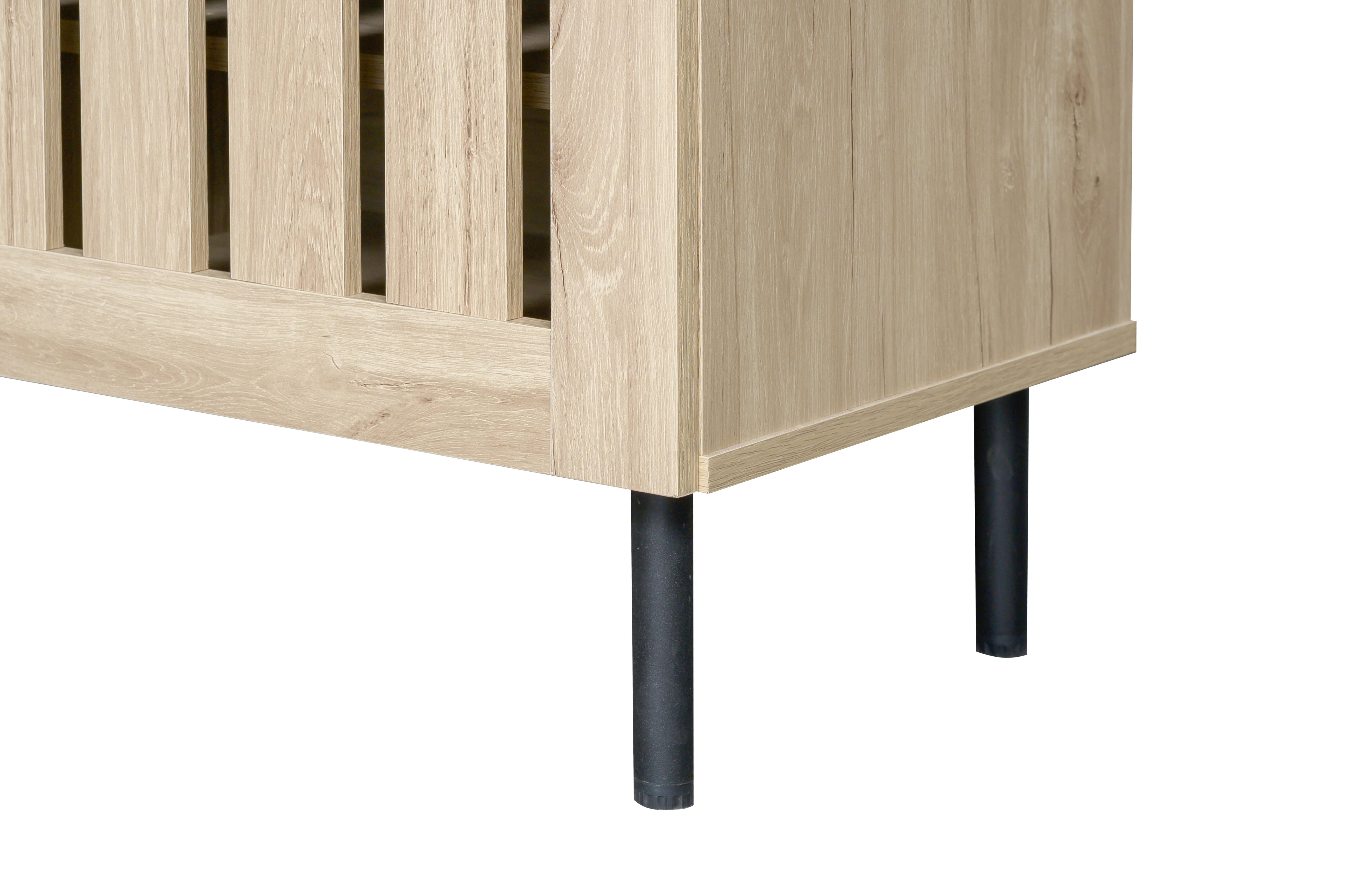 Minimalist Lowboard TV Stand 160cm Openwork Design for 65-inch TV - Natural Wood - Image 5