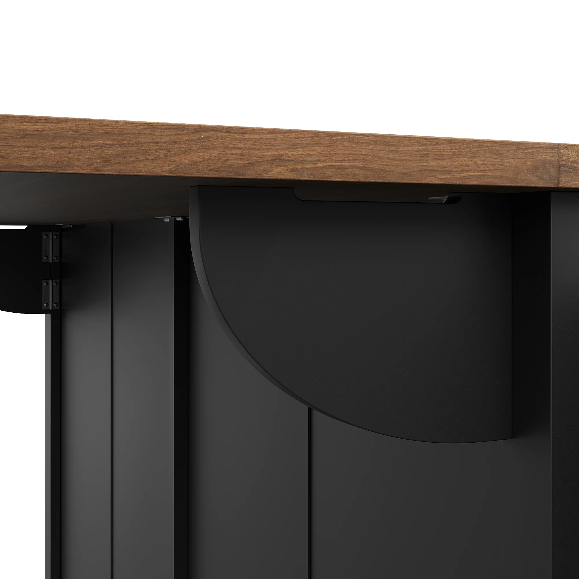 Mobile Kitchen Island Extendable Countertop 2 Sliding Doors 3 Drawers Wood Grain - Black - Image 7