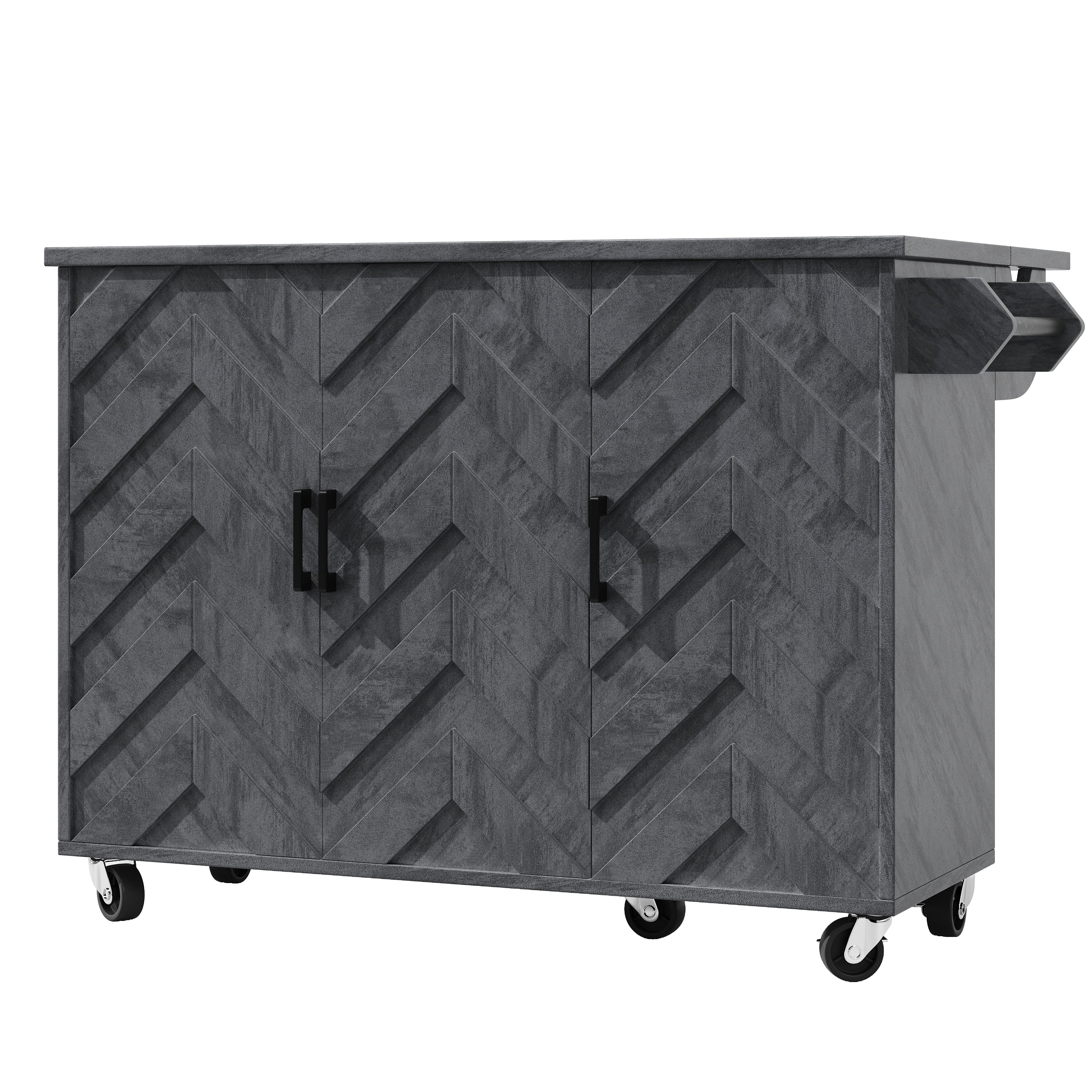 Mobile Kitchen Island Extendable Trolley 3 Drawers Adjustable Shelves - Image 10