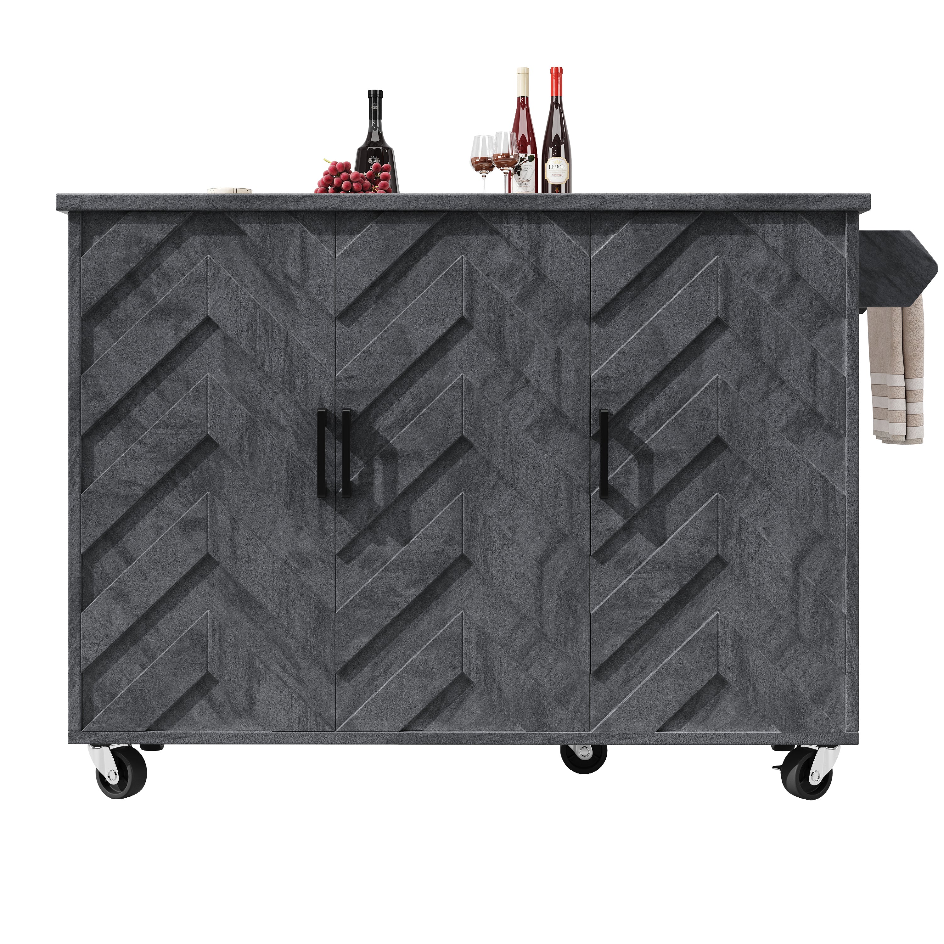 Mobile Kitchen Island Extendable Trolley 3 Drawers Adjustable Shelves - Image 9