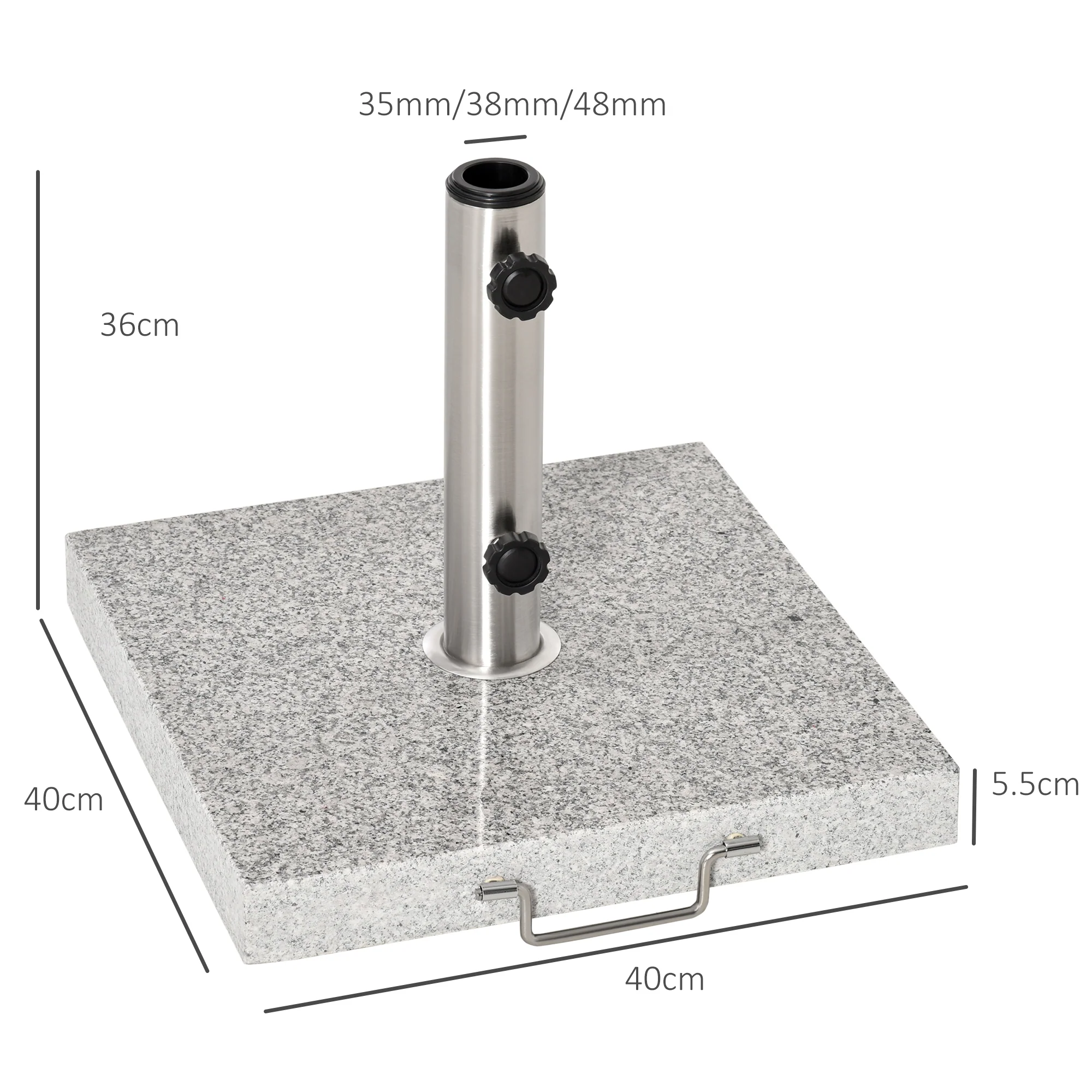 Mobile Parasol Stand, Stable Base 28kg, Marble/Stainless Steel - Image 3