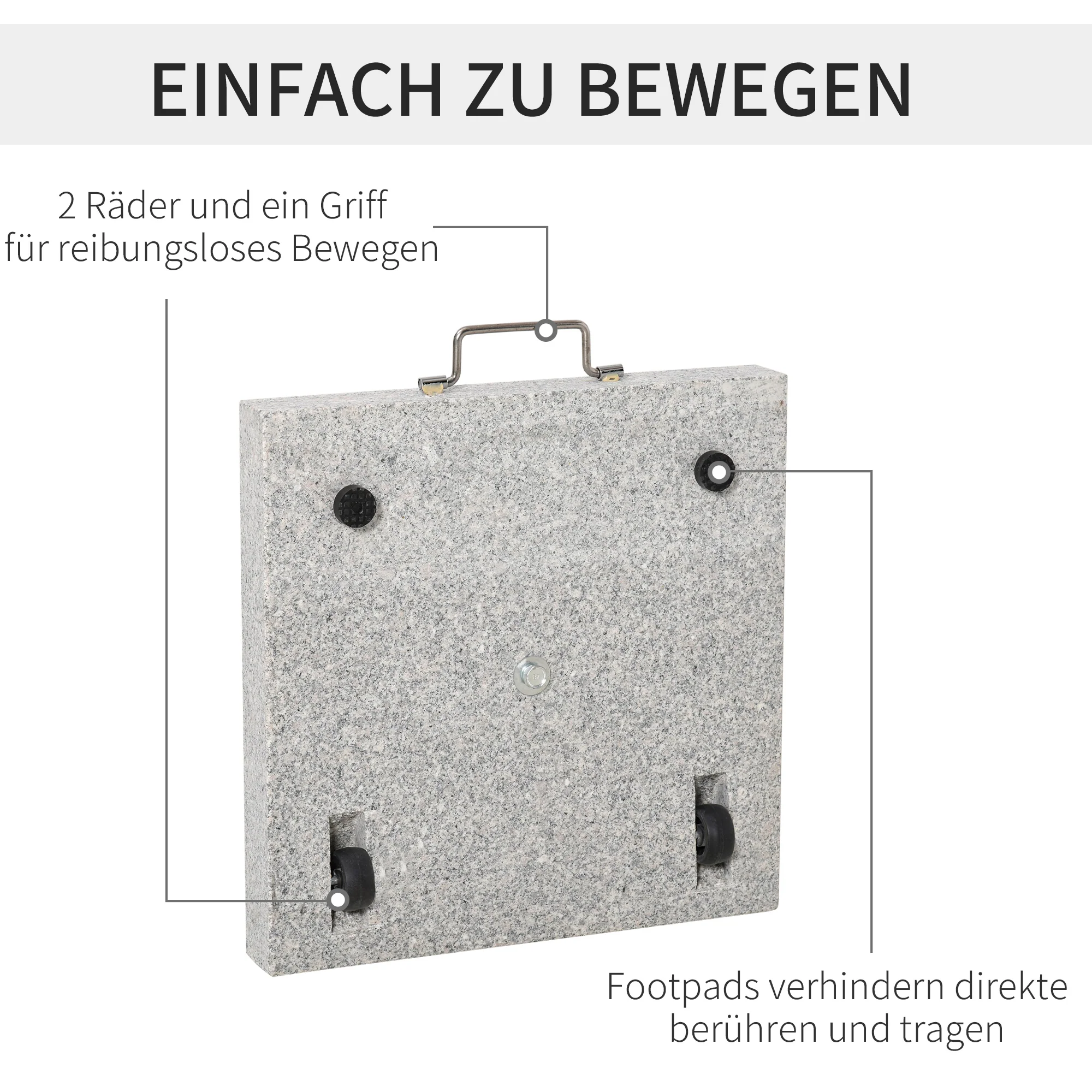 Mobile Parasol Stand, Stable Base 28kg, Marble/Stainless Steel - Image 5