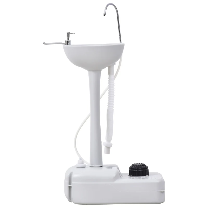 Mobile Washbasin Portable with Wheels 51x33.5x103cm - White - Image 2