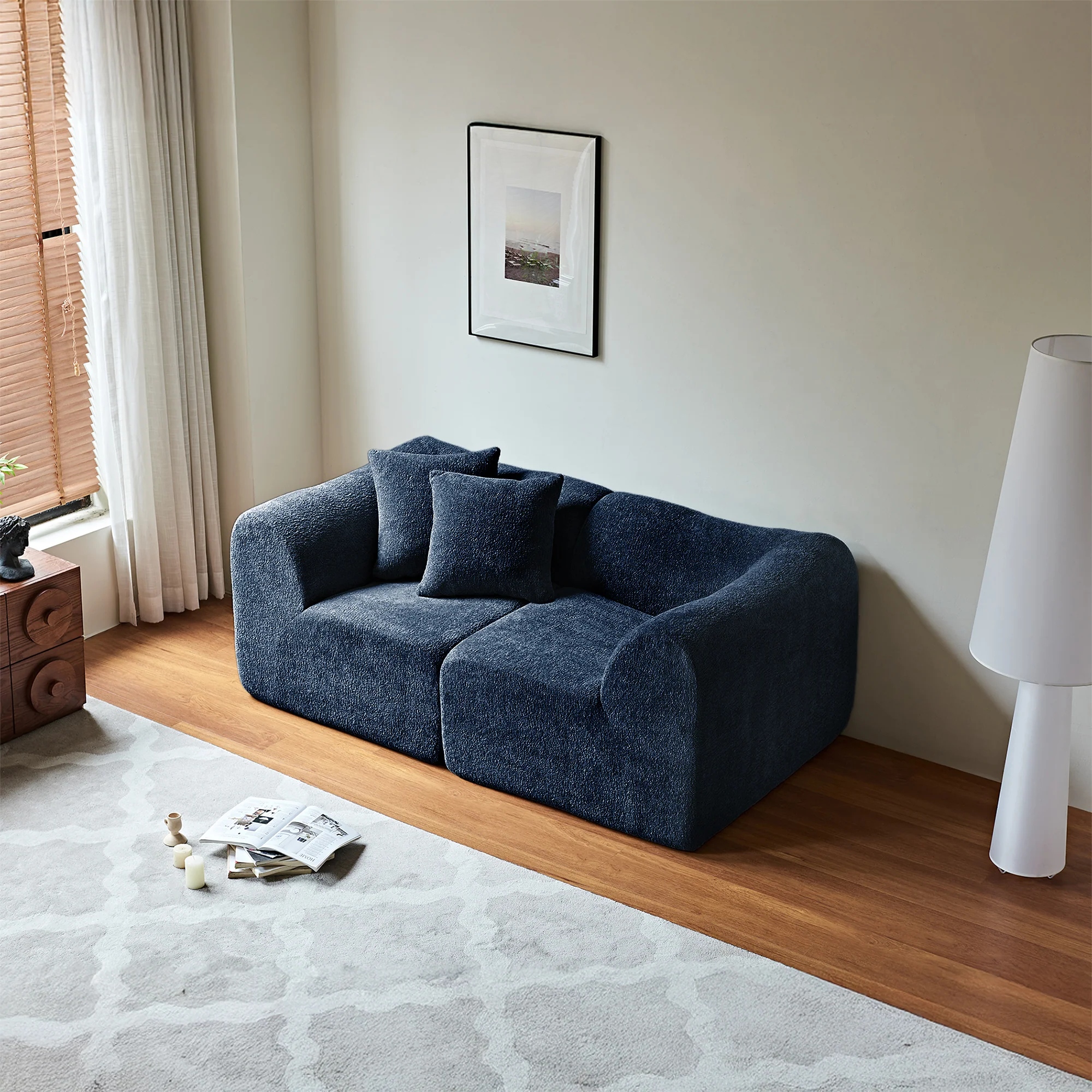 Modern 2-Seater Loveseat Space-Saving Cushions - Velvet - Image 8