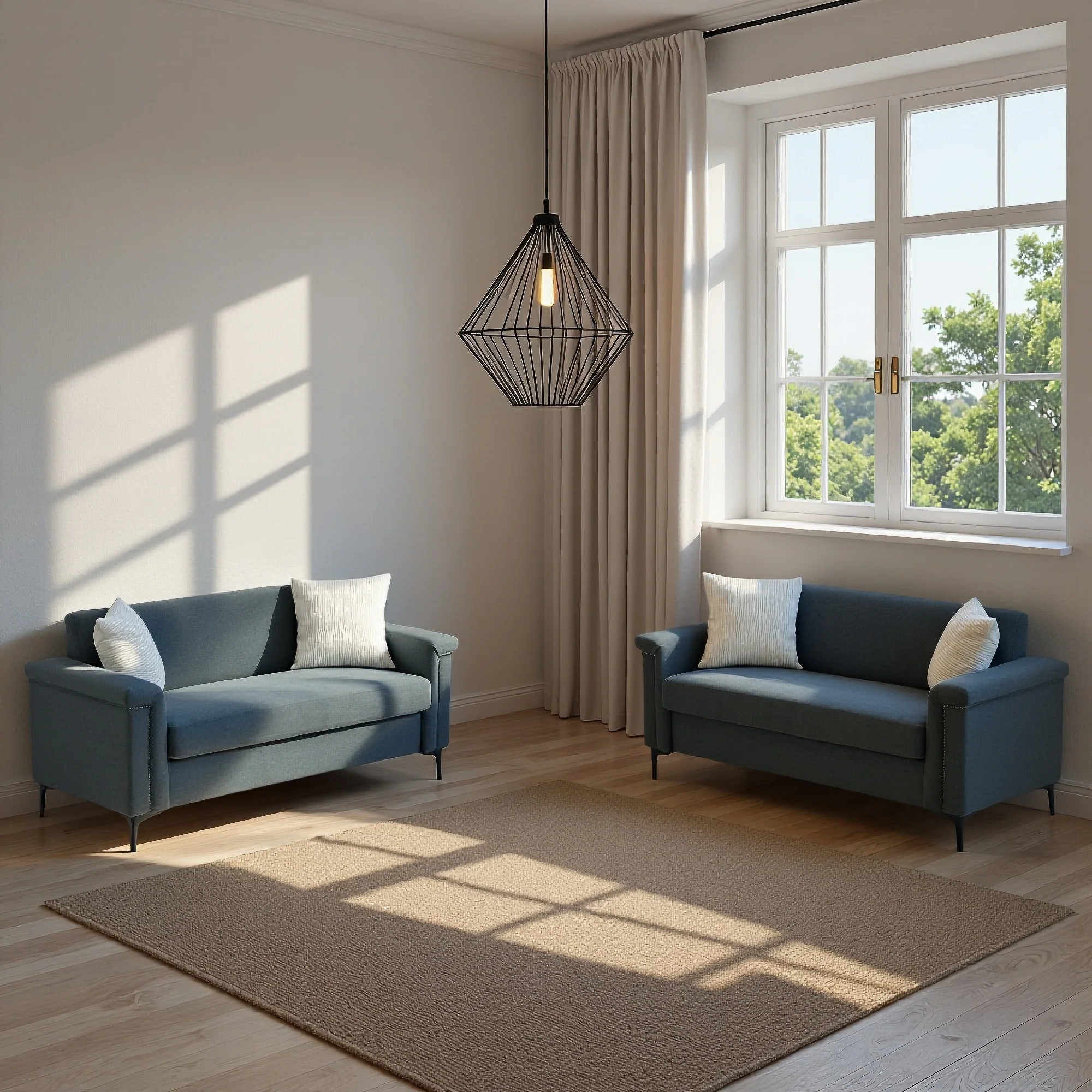 Modern 2-Seater Sofa Set, Space-Saving & Robust - Fabric - Image 8