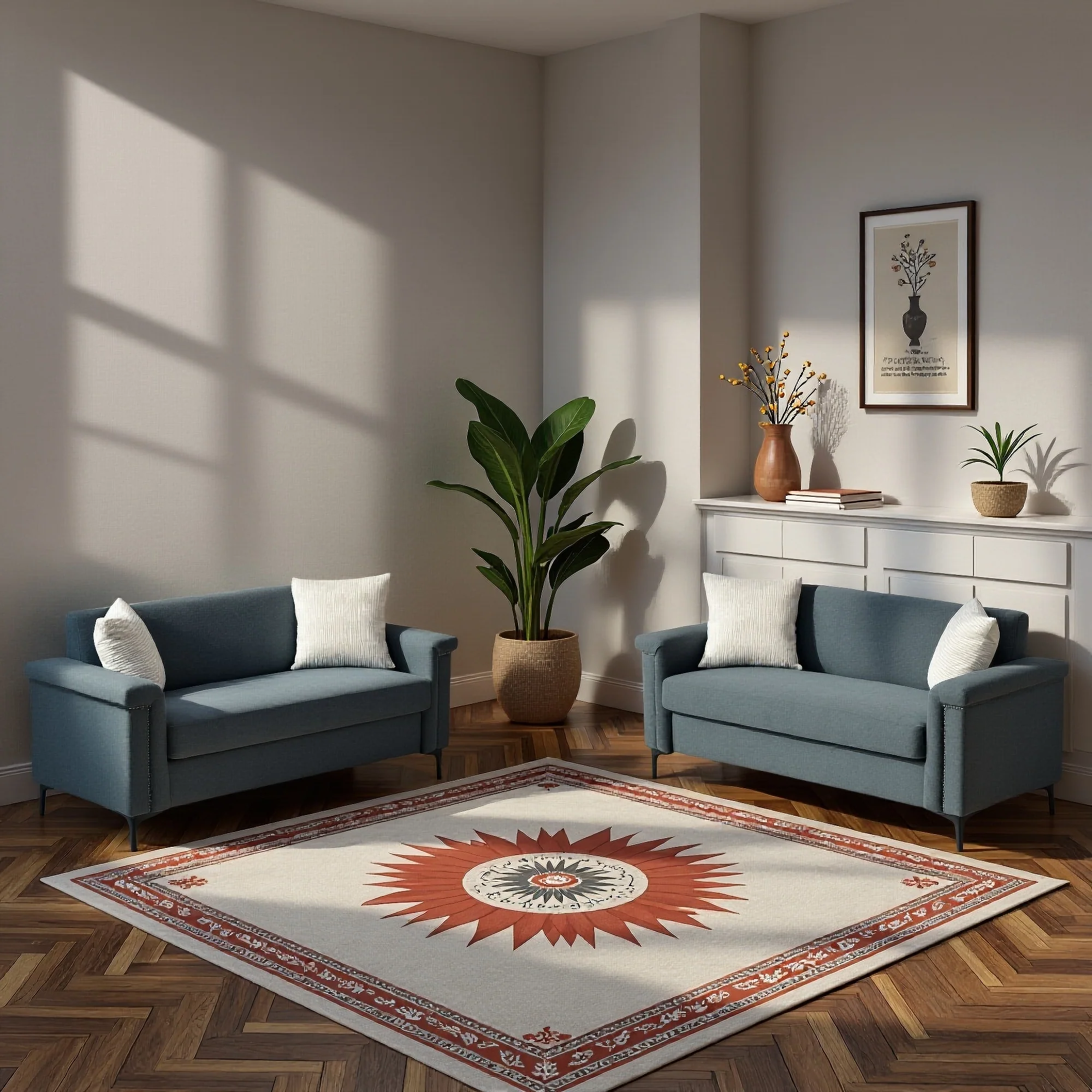Modern 2-Seater Sofa Set, Space-Saving & Robust - Fabric - Image 9