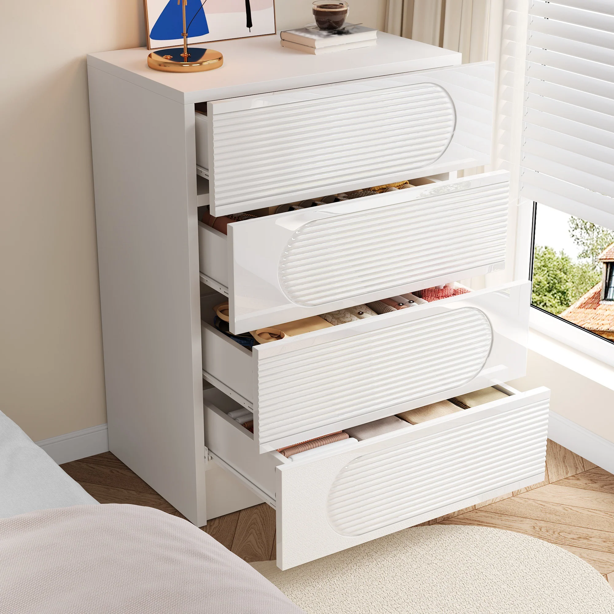 Modern 4-Drawer Storage Cabinet Full Extension Organizer - Image 7