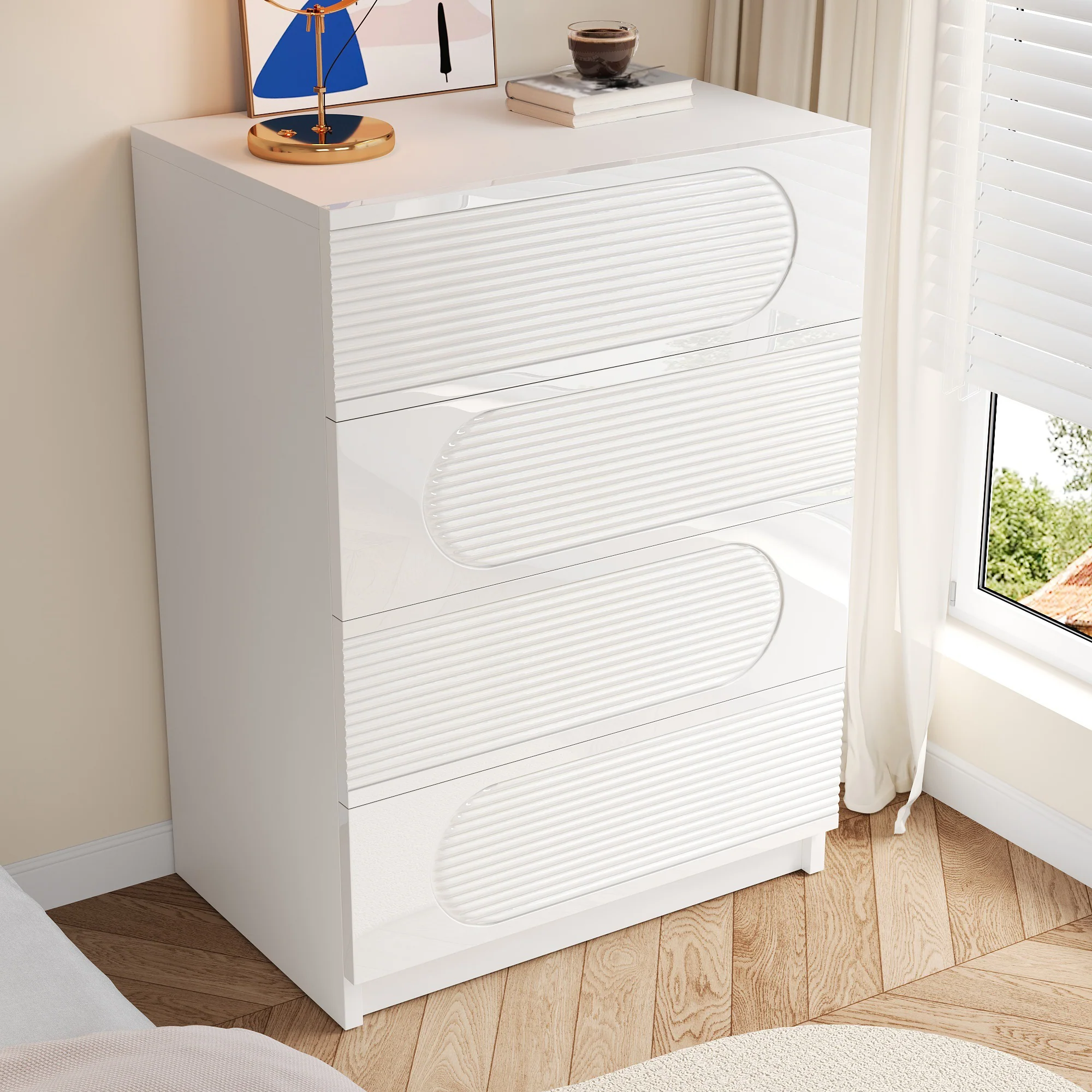 Modern 4-Drawer Storage Cabinet Full Extension Organizer - Image 9