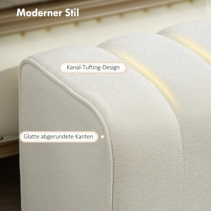 Modern Bedroom Bench Upholstered Wooden Frame Footrest - Cream White - Image 4